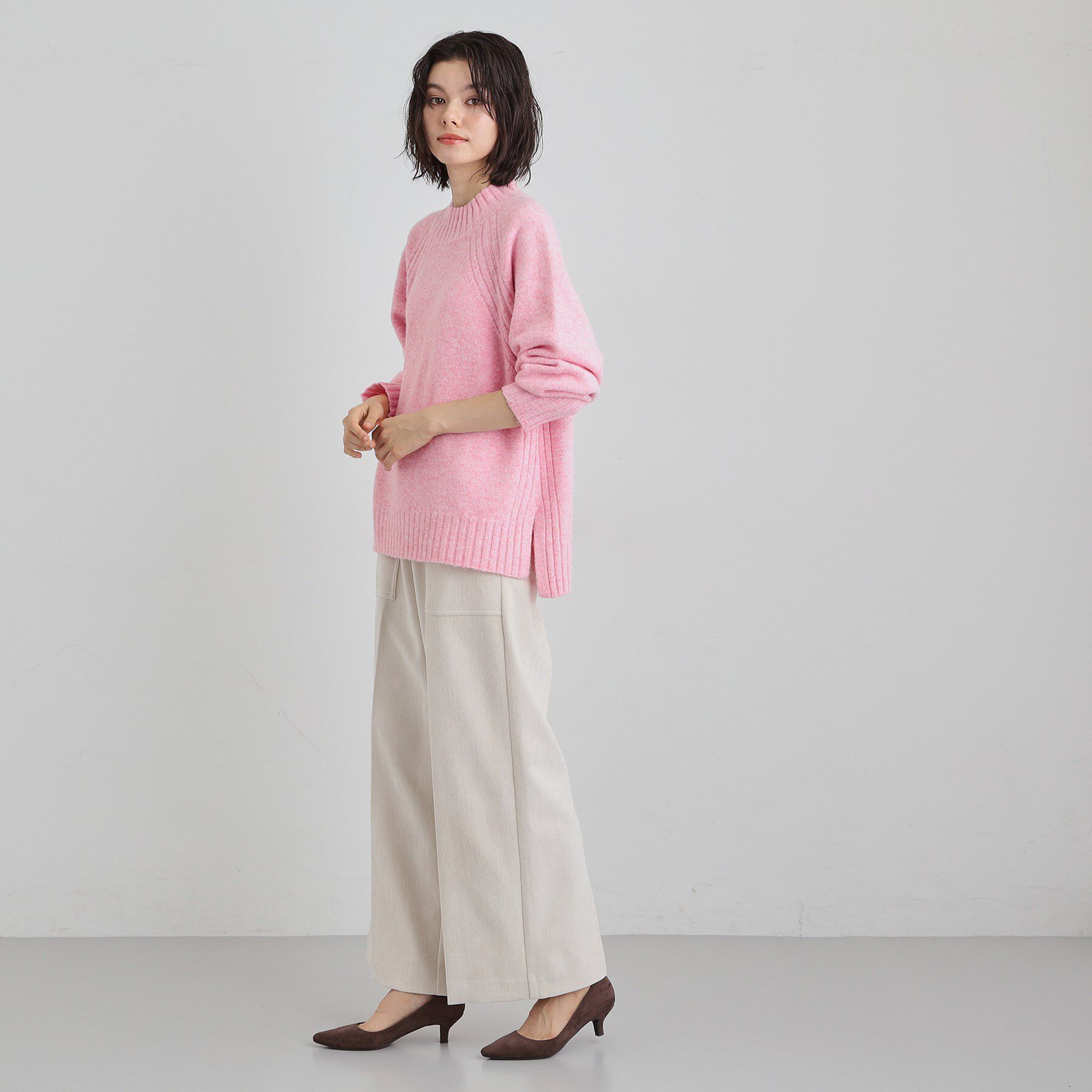 THE SHOP TK「ふんわり柔らかきれい色 ウール混ハイネックニット」|ニット・セーター|