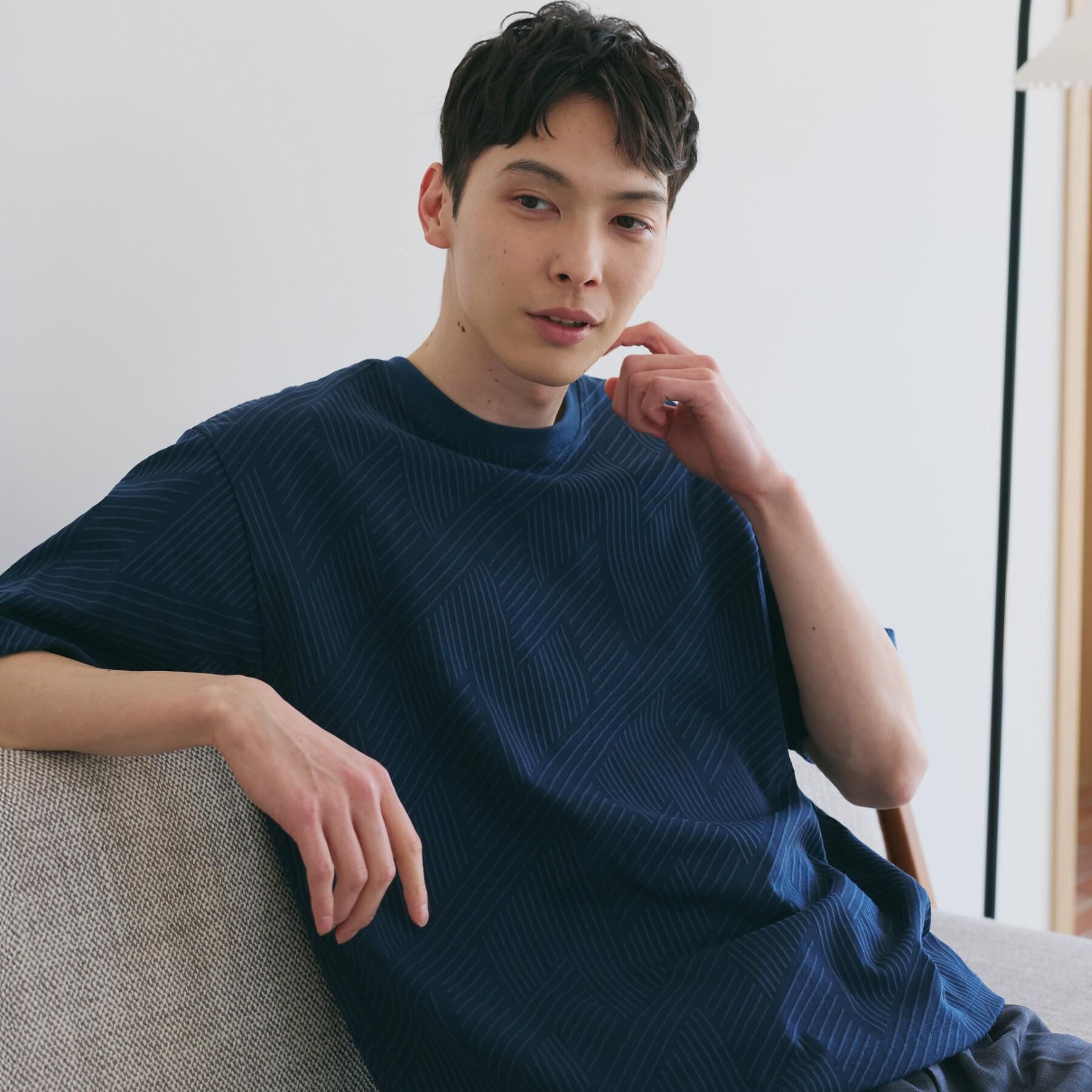 THE SHOP TK「【無地だと少し物足りないという方へ】ジオメトリック柄 半袖Tシャツ 洗濯機OK」|Tシャツ・カットソー|