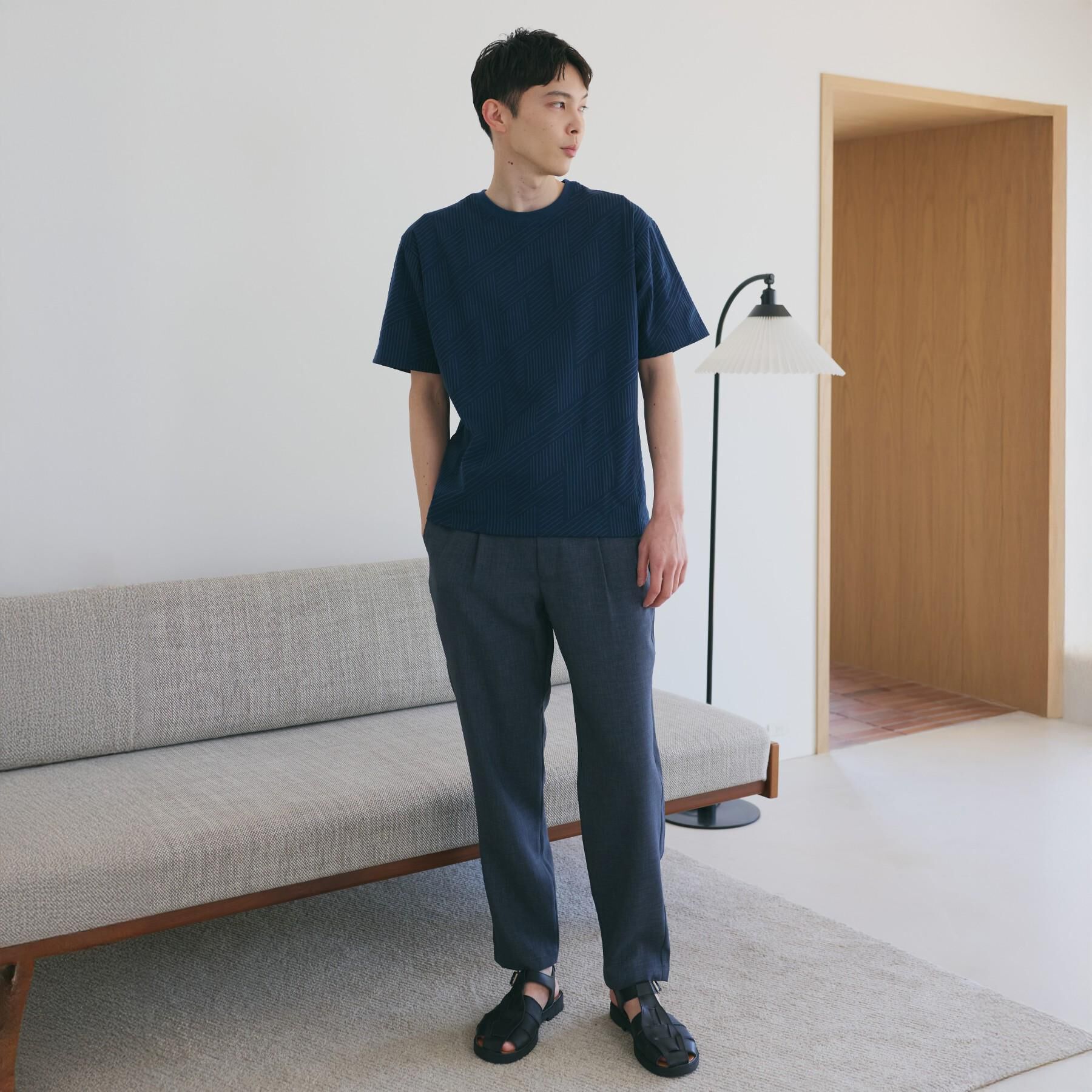 THE SHOP TK「【無地だと少し物足りないという方へ】ジオメトリック柄 半袖Tシャツ 洗濯機OK」|Tシャツ・カットソー|