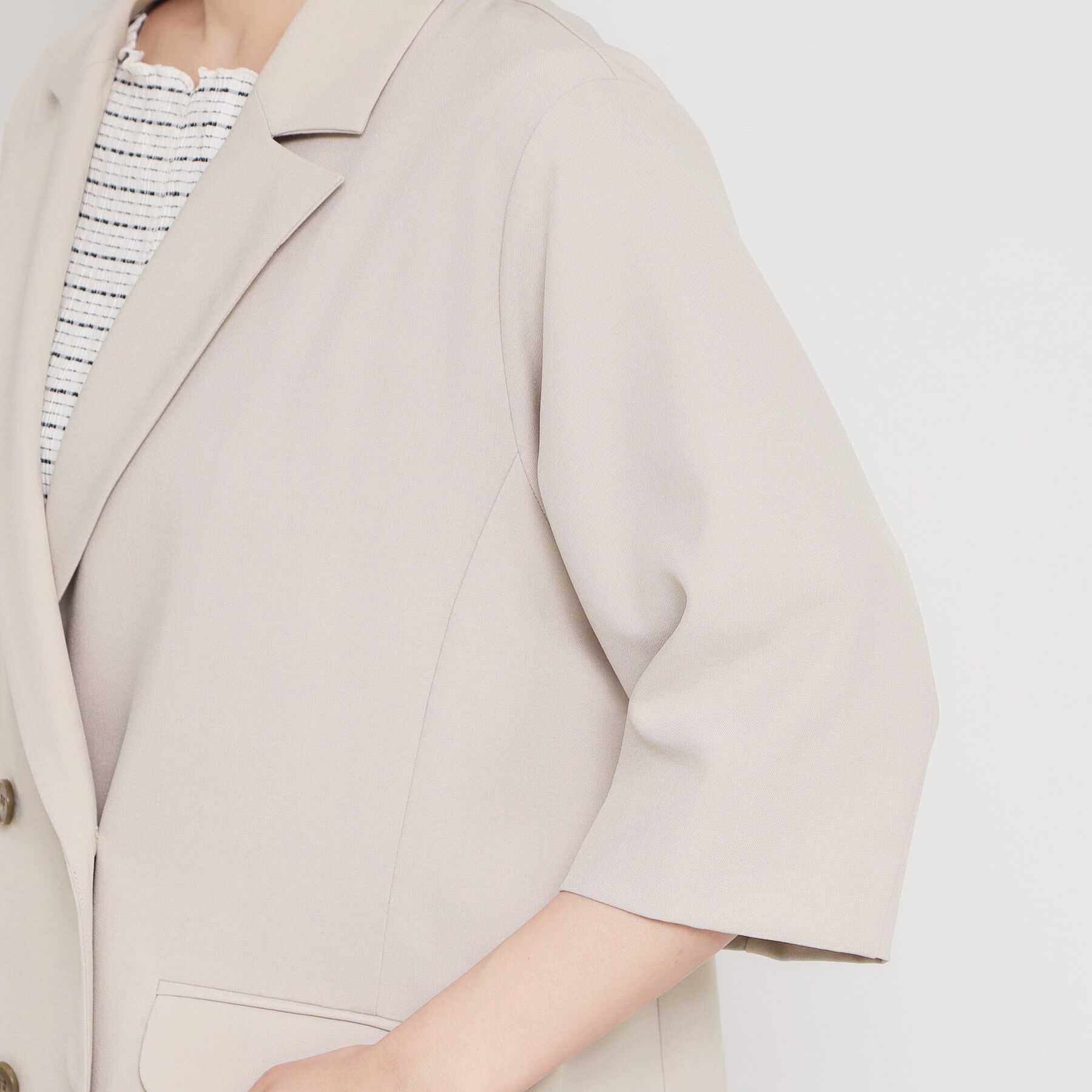 THE SHOP TK「【セットアップ可】麻調ダブルブレスト 6分袖ジャケット」|テーラードジャケット|