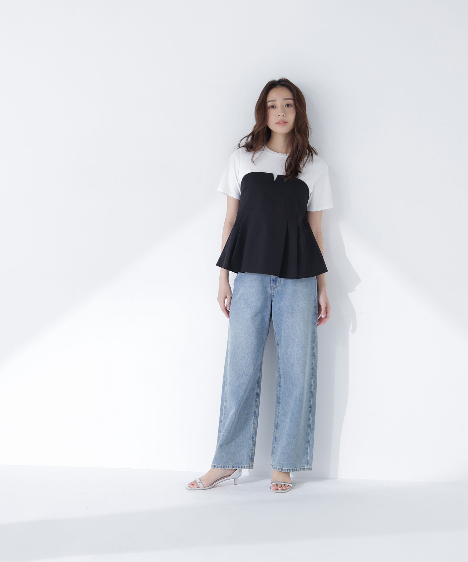  「ペプラムビスチェドッキングカットソー」|Tシャツ・カットソー|