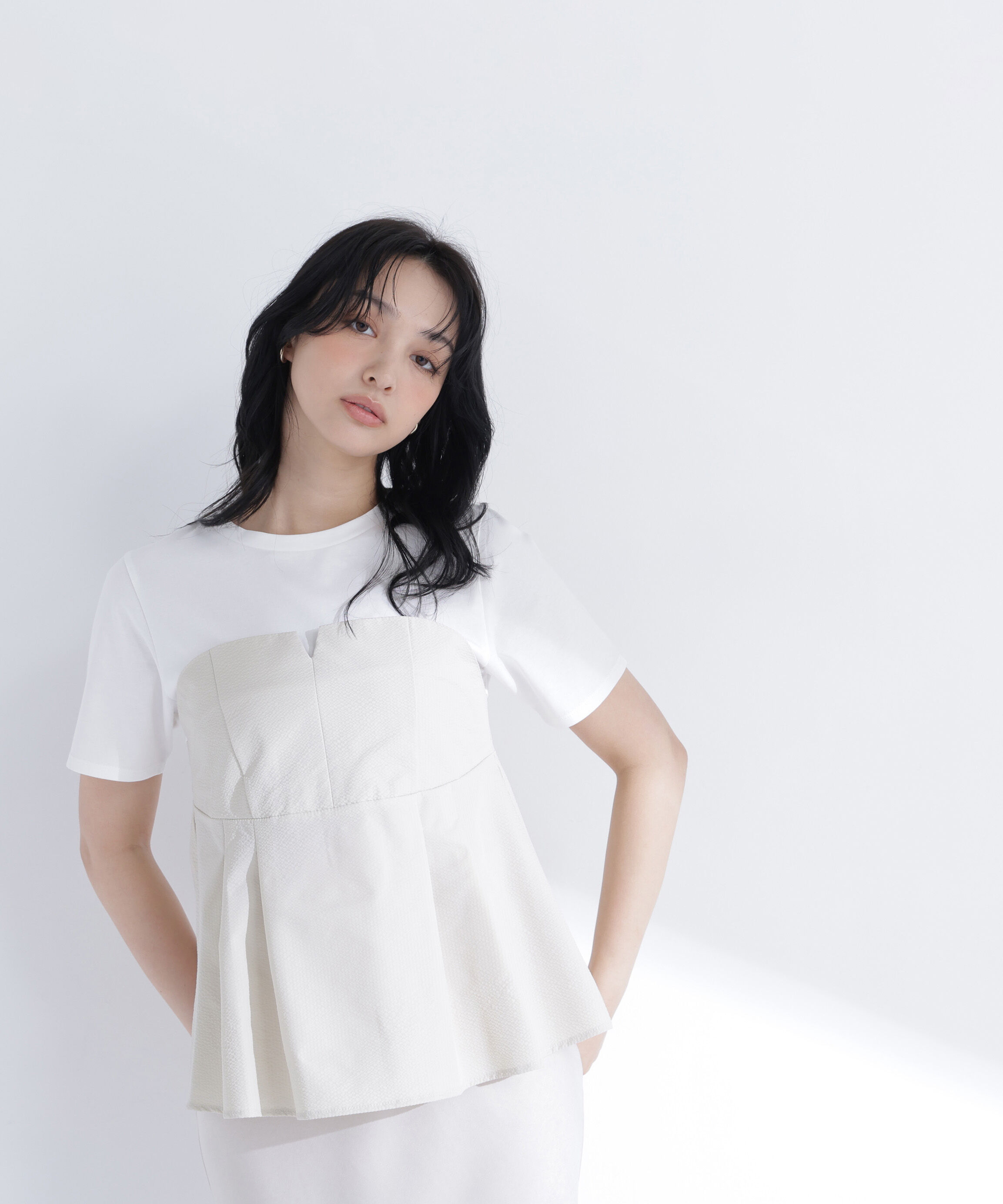  「ペプラムビスチェドッキングカットソー」|Tシャツ・カットソー|オフ&times;ベージ  3