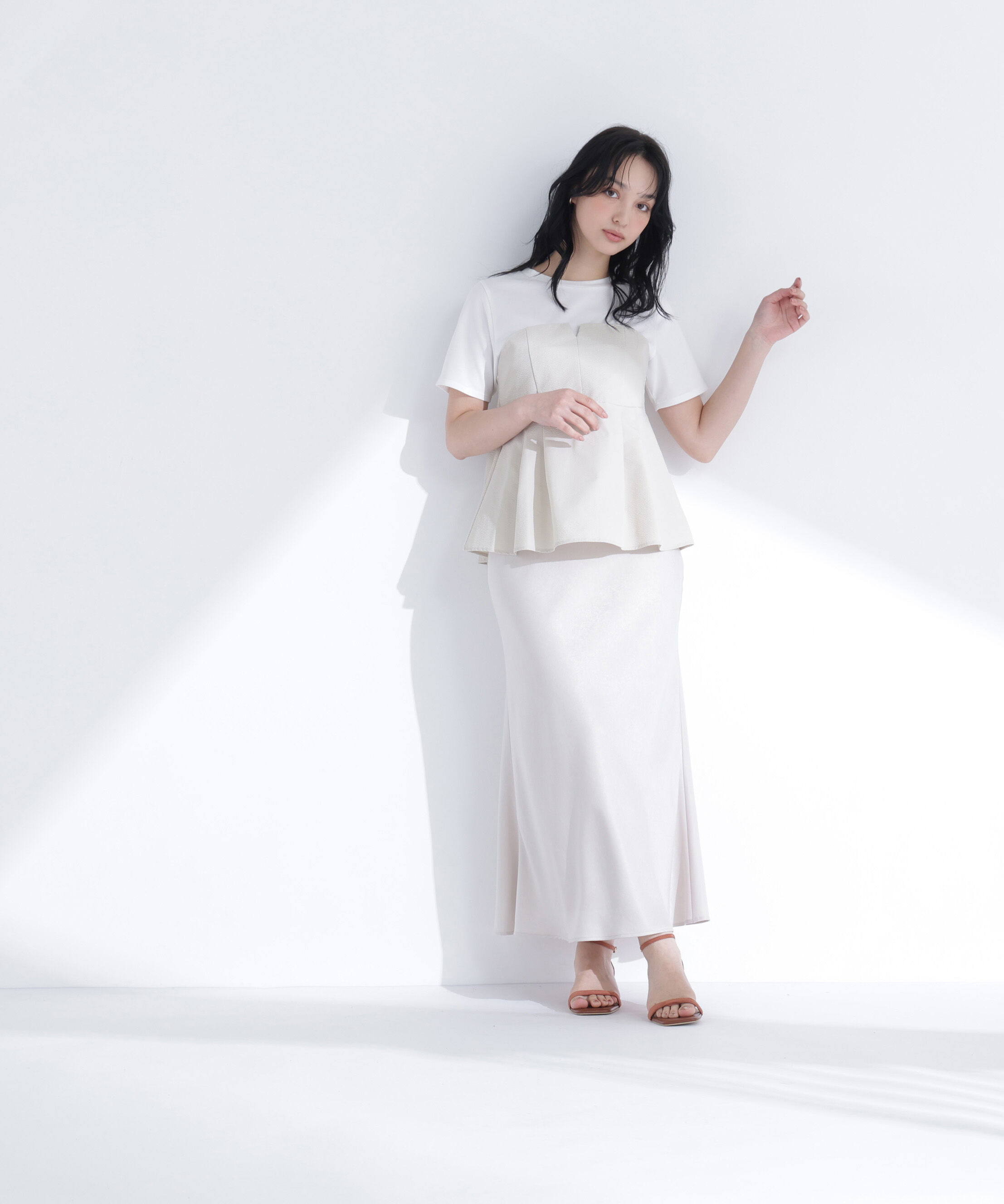  「ペプラムビスチェドッキングカットソー」|Tシャツ・カットソー|