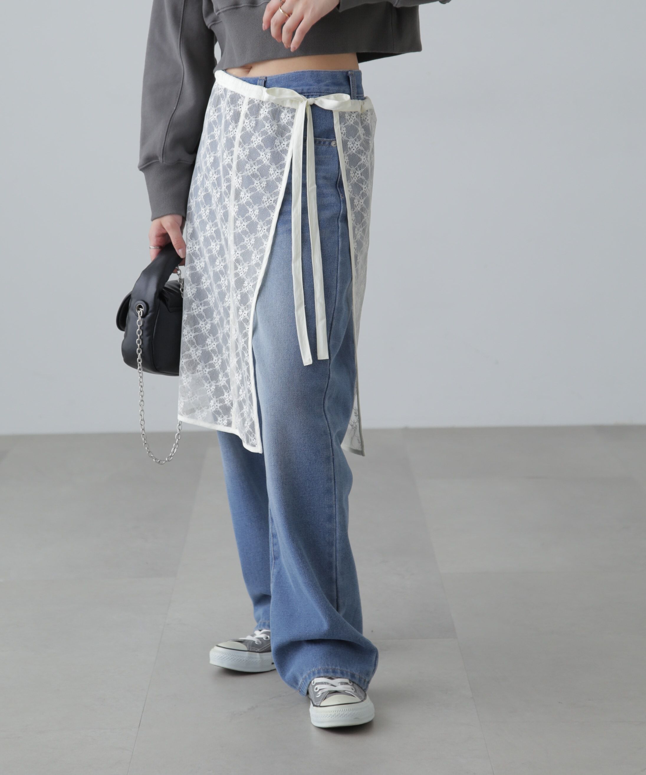  「レースラップレイヤードスカート」|スカート|