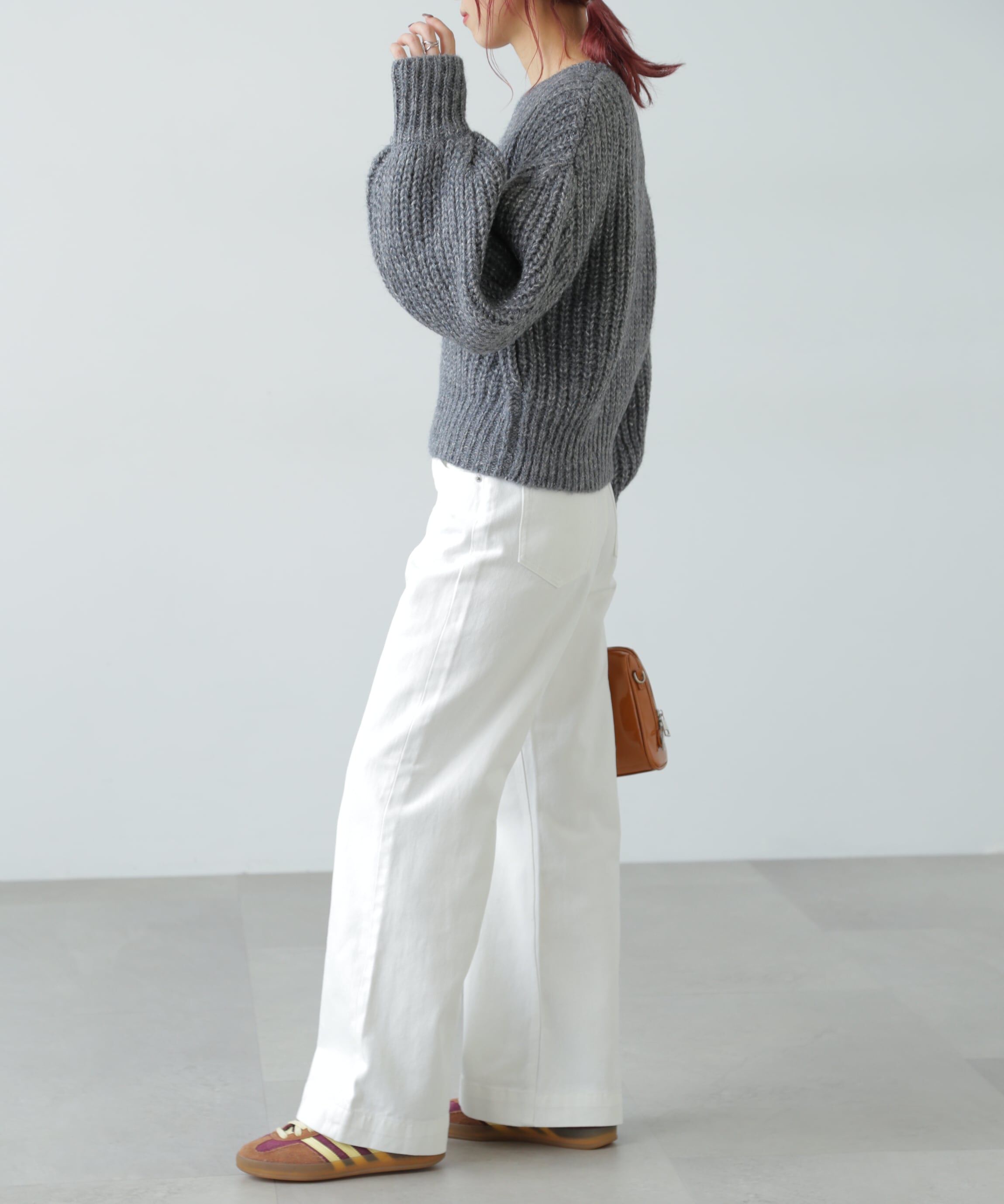  「袖ボリューム畦ラメニット」|ニット・セーター|