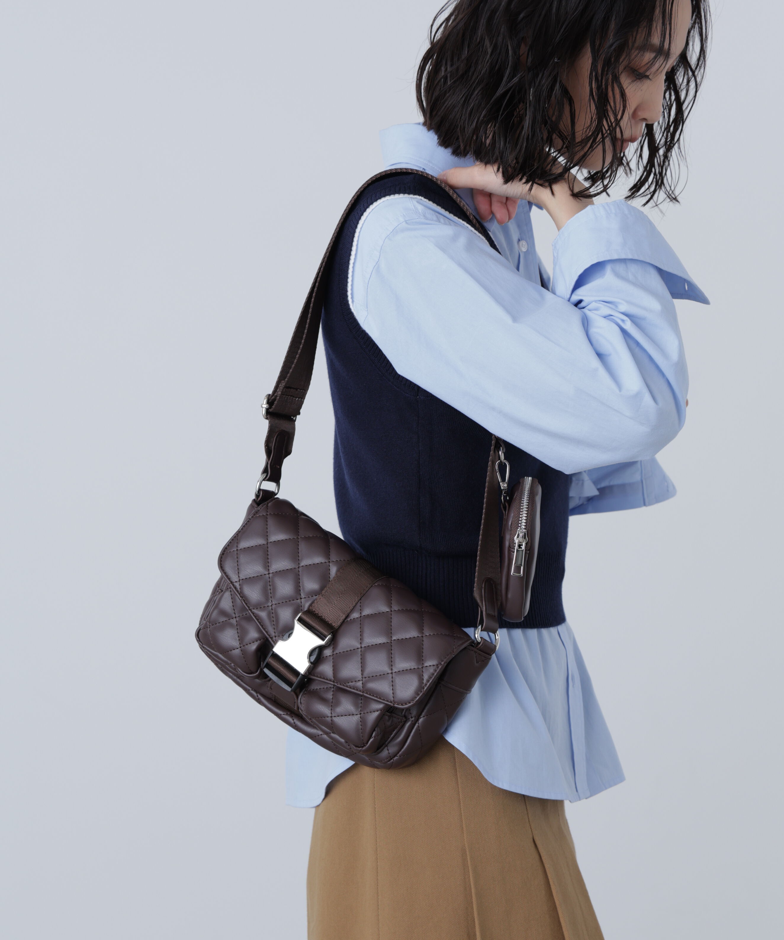  「センターフラップバッグ」|その他|ブラウン