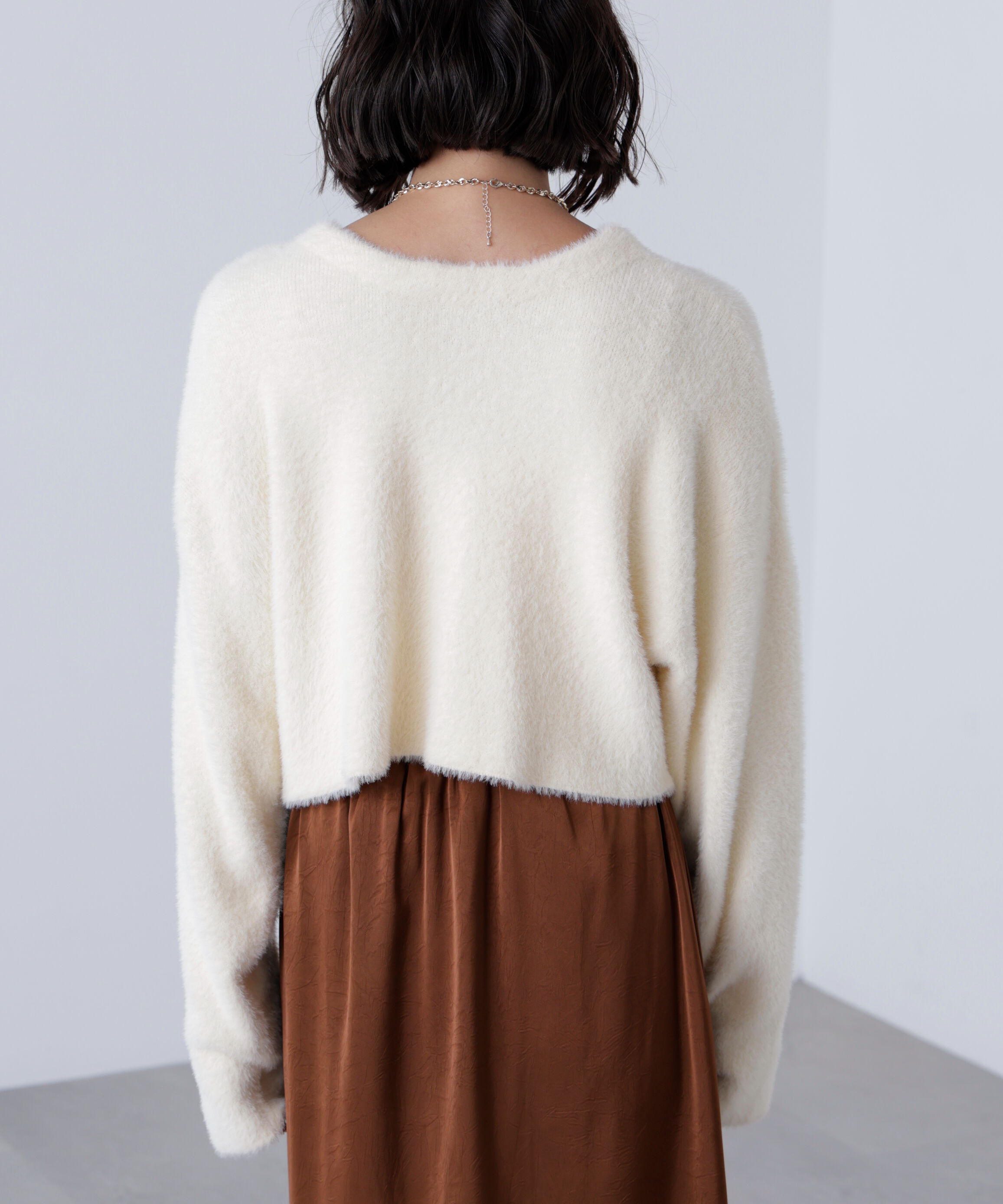  「前後2wayショートシャギー短丈ニット」|ニット・セーター|