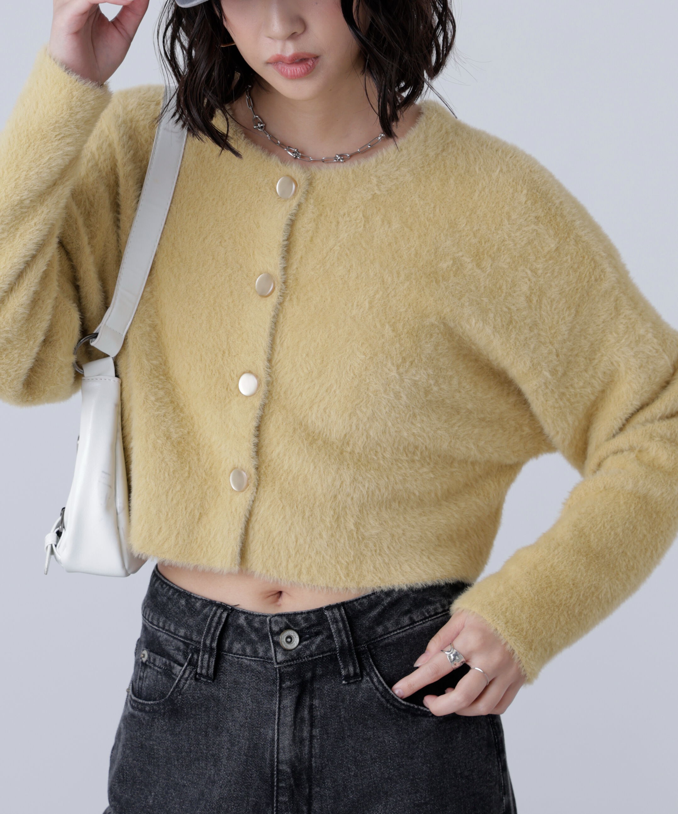  「前後2wayショートシャギー短丈ニット」|ニット・セーター|