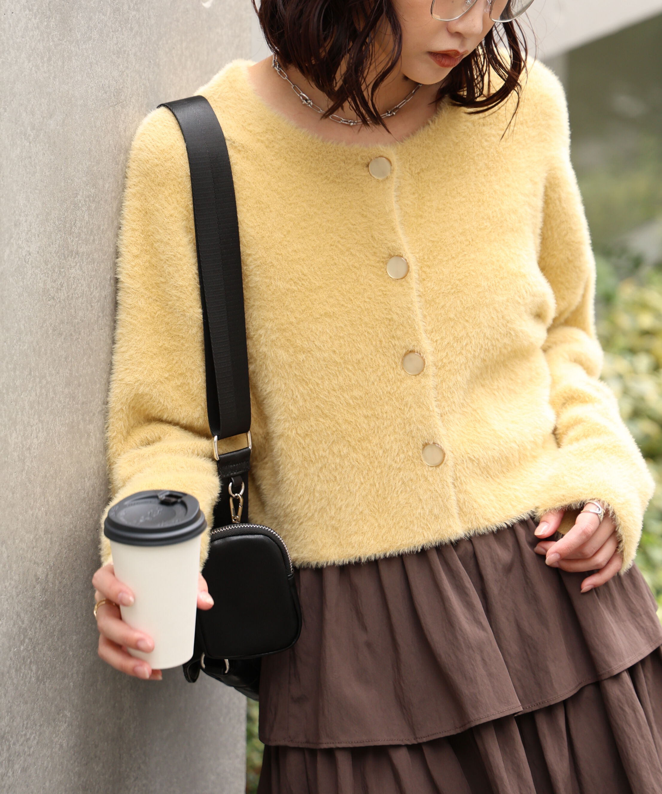  「前後2wayショートシャギー短丈ニット」|ニット・セーター|