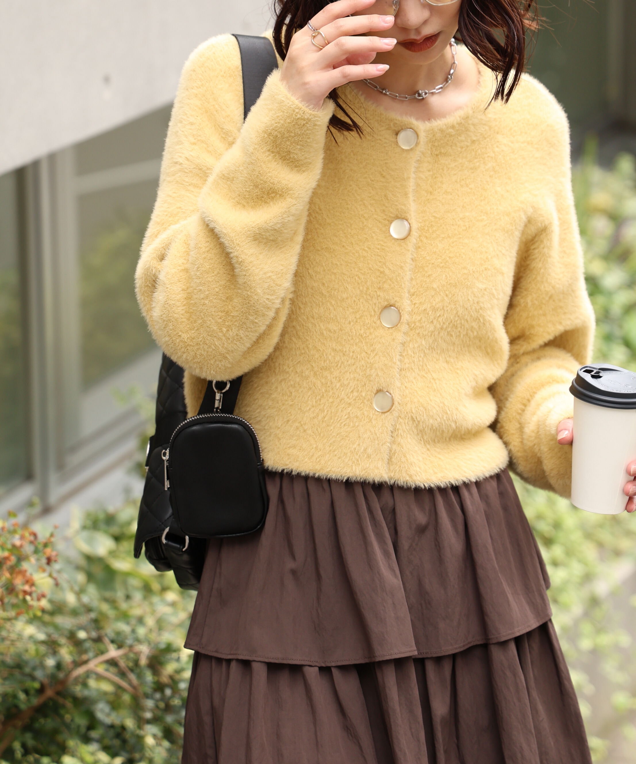  「前後2wayショートシャギー短丈ニット」|ニット・セーター|