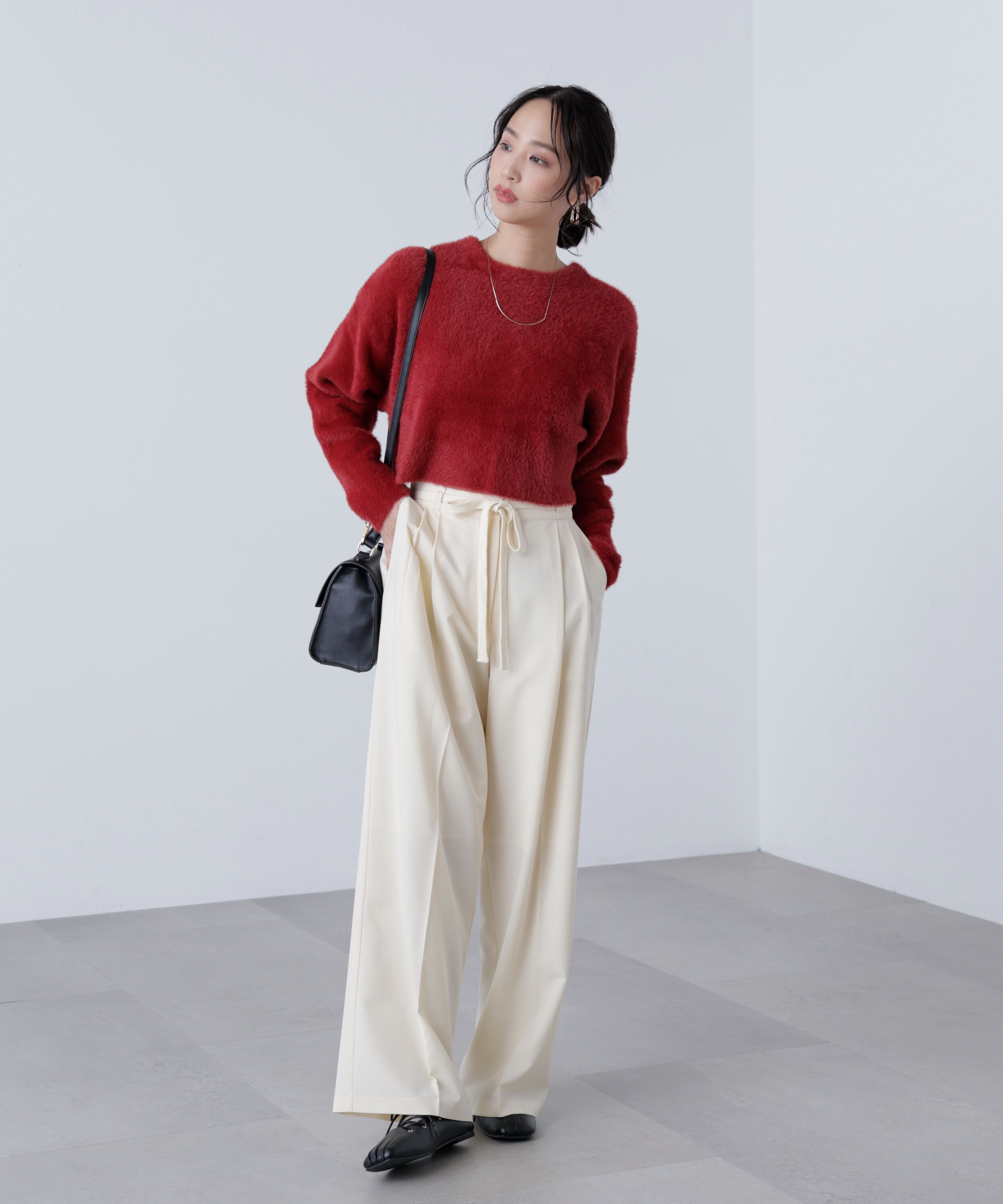  「前後2wayショートシャギー短丈ニット」|ニット・セーター|