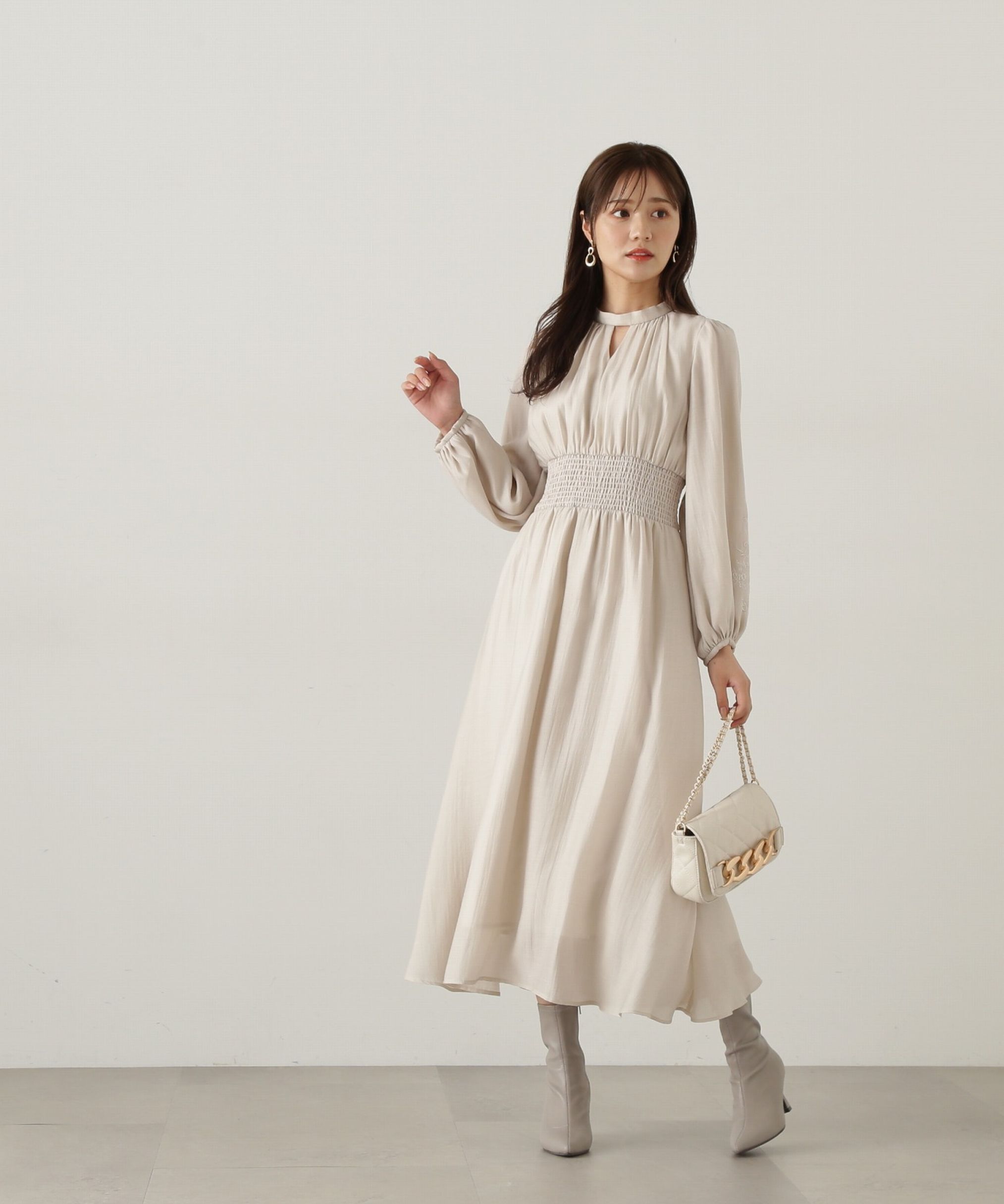 PROPORTION BODY DRESSING「スリーブエンブロイダリーワンピース　24AW」|ワンピース|