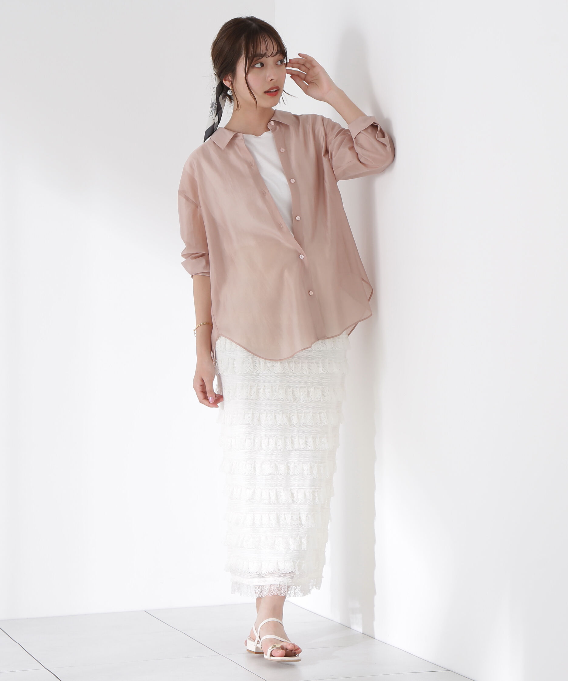 PROPORTION BODY DRESSING「レースフリルタイトスカート」|スカート|ホワイト