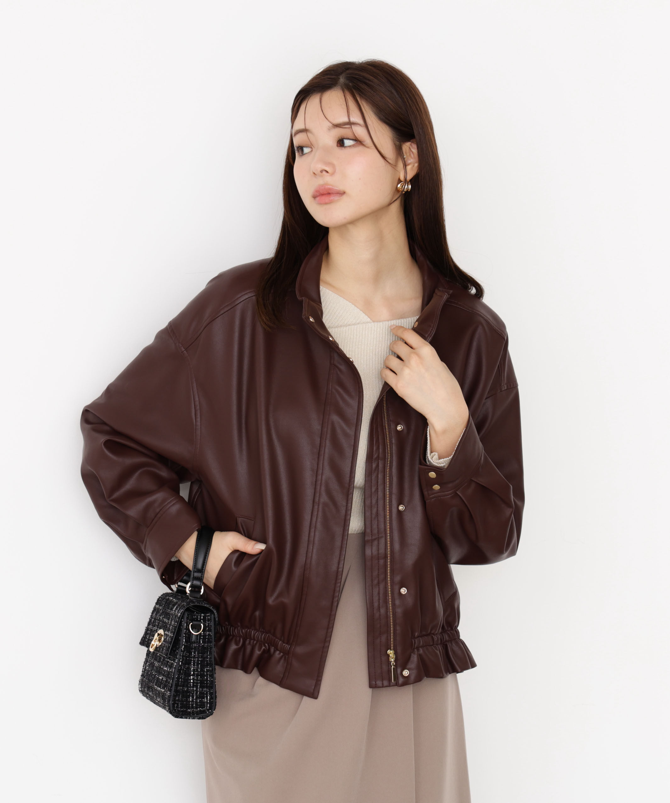 PROPORTION BODY DRESSING「合皮ドロストブルゾン 25AW」|ブルゾン・スタジャン|