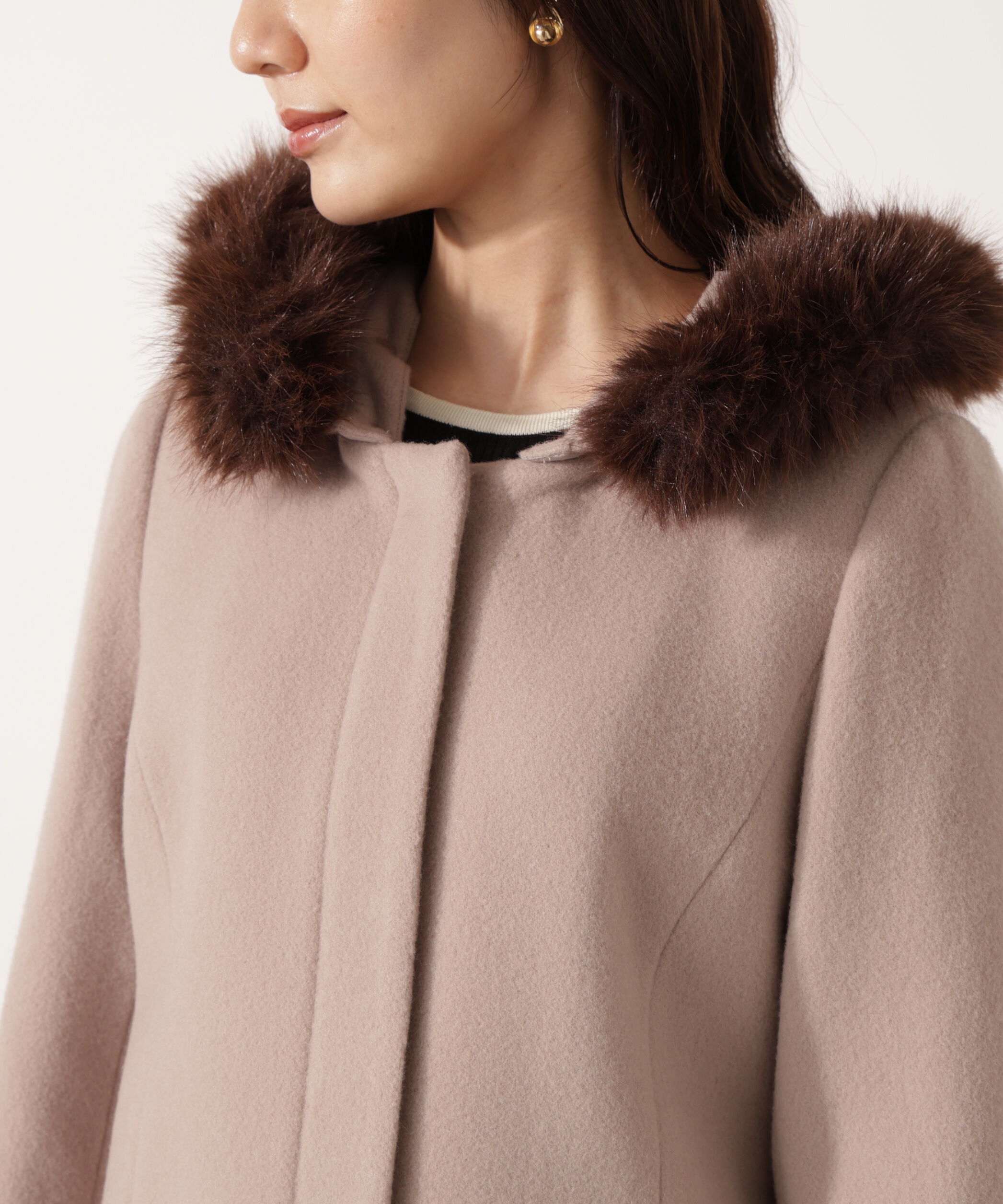 PROPORTION BODY DRESSING「モッサフードフェイクファーロングコート 25AW」|その他|