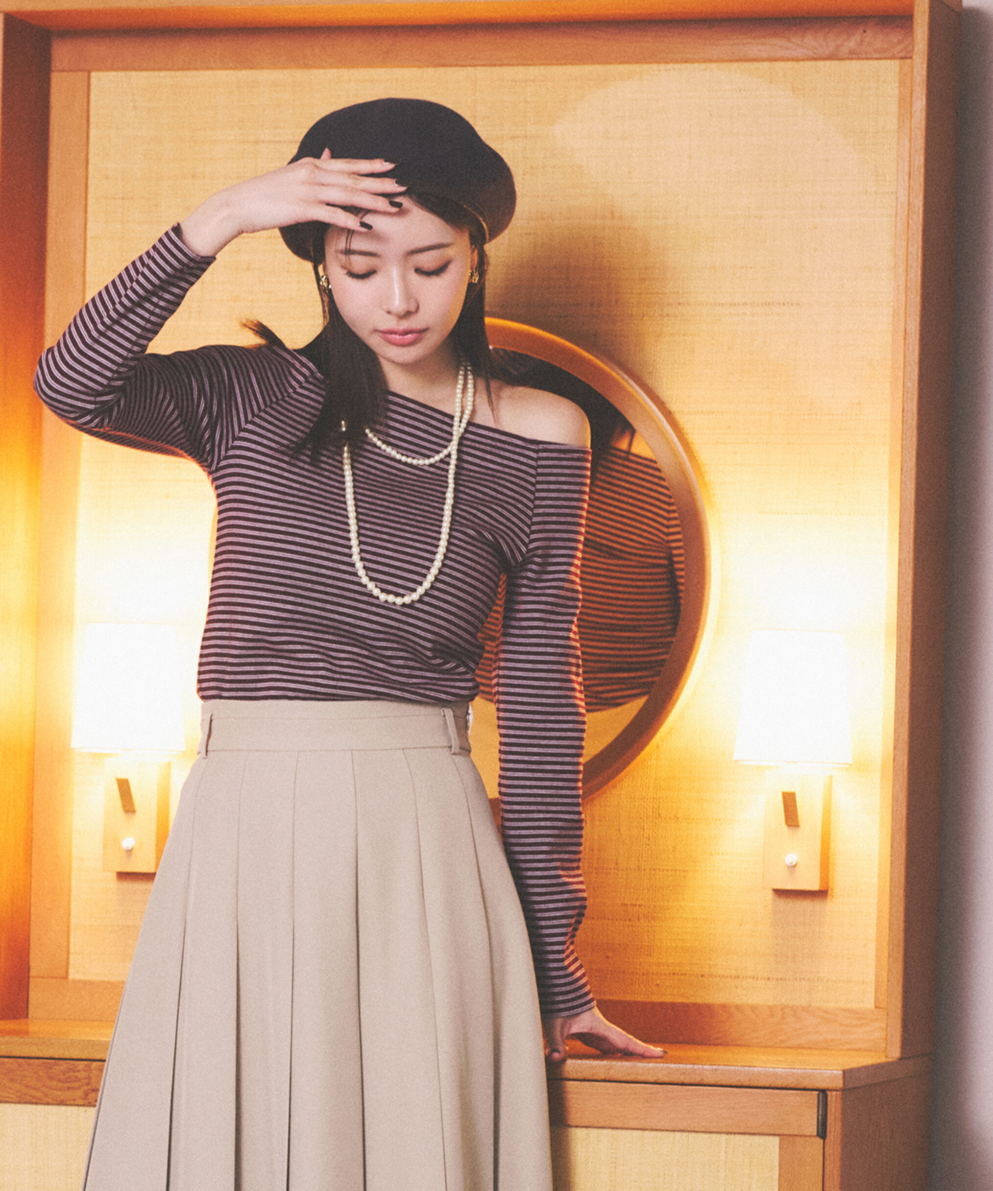 PROPORTION BODY DRESSING「＜ハンドウォッシャブル＞オフショルカットソー」|Tシャツ・カットソー|ボルドーボー 1