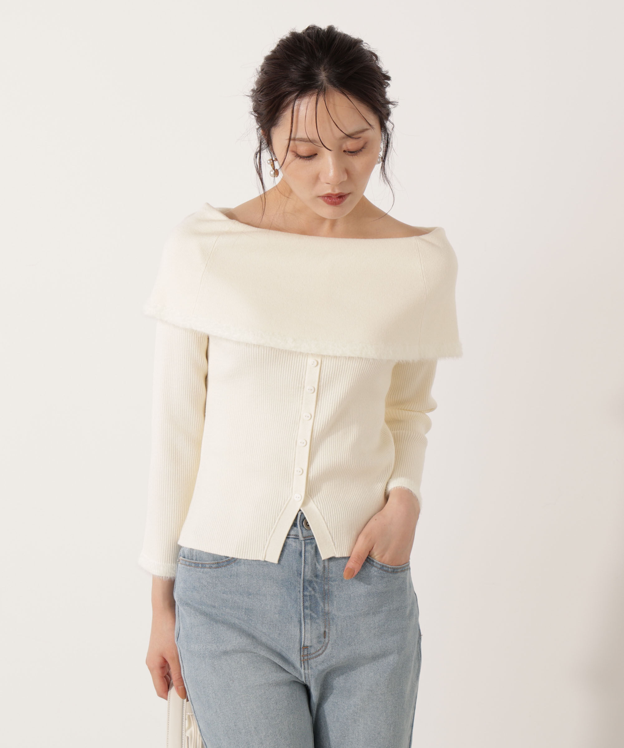 PROPORTION BODY DRESSING「ポイントフェザーオフショルニット」|ニット・セーター|