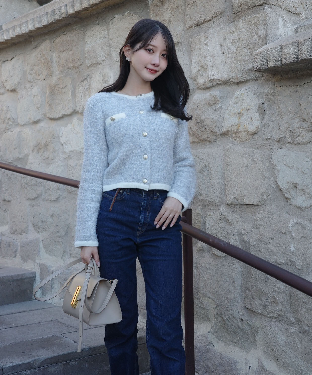 PROPORTION BODY DRESSING「ファンシーツイード風ニットカーディガン 25AW」|カーディガン|