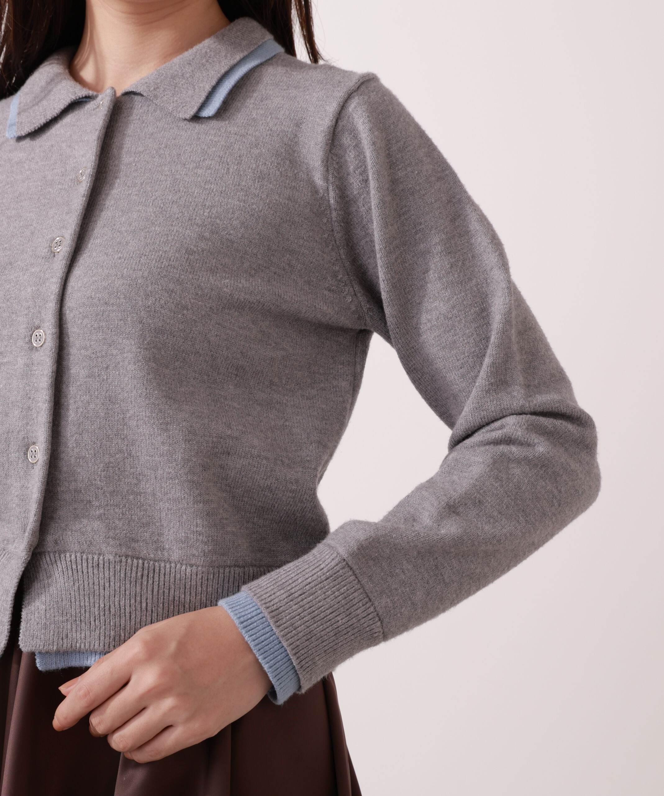 PROPORTION BODY DRESSING「＜ウォッシャブル＞ポロレイヤード風ニット」|カーディガン|