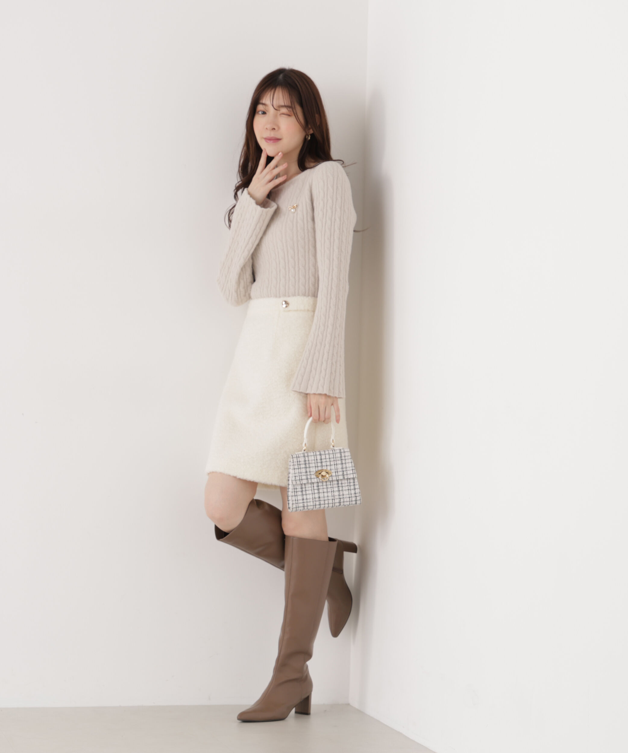 PROPORTION BODY DRESSING「シャギーミニスカート 25AW」|スカート|エクリュ1