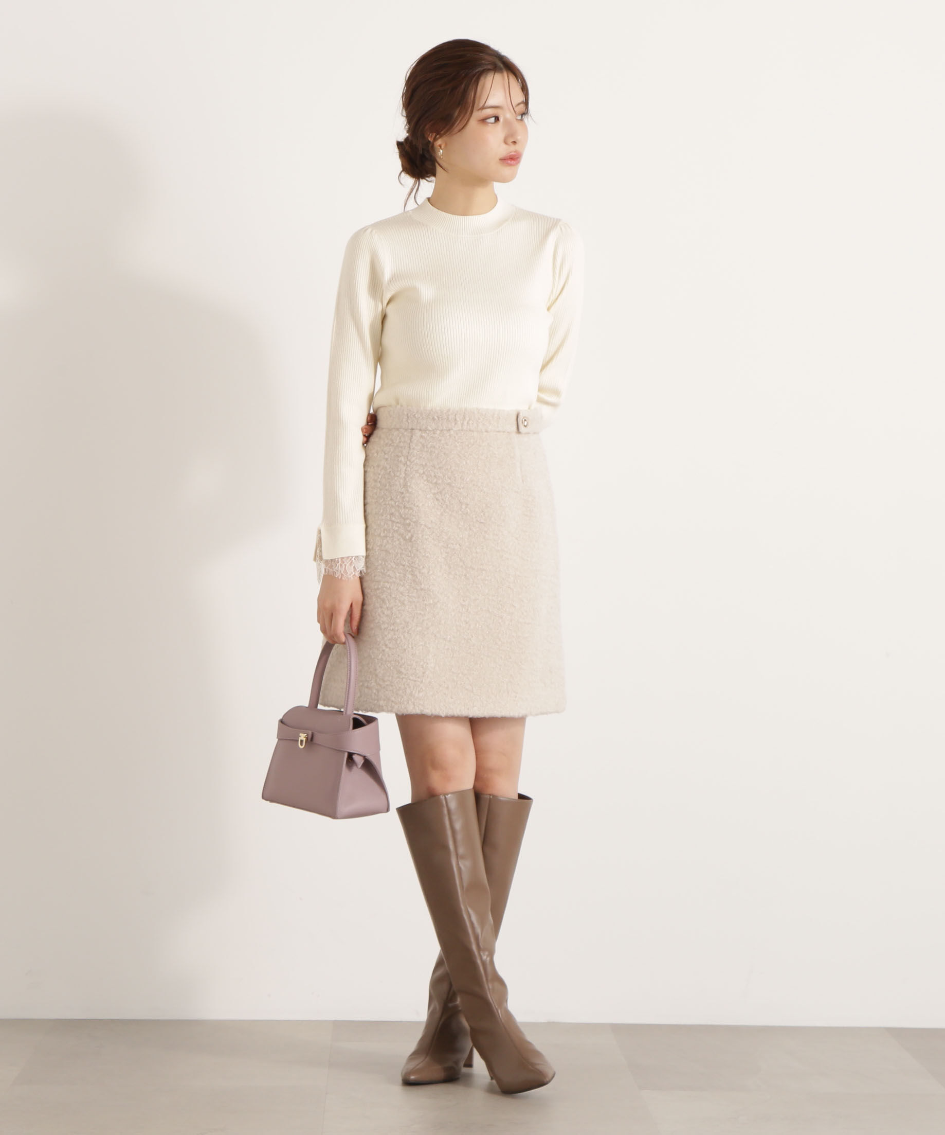 PROPORTION BODY DRESSING「シャギーミニスカート 25AW」|スカート|ベージュ