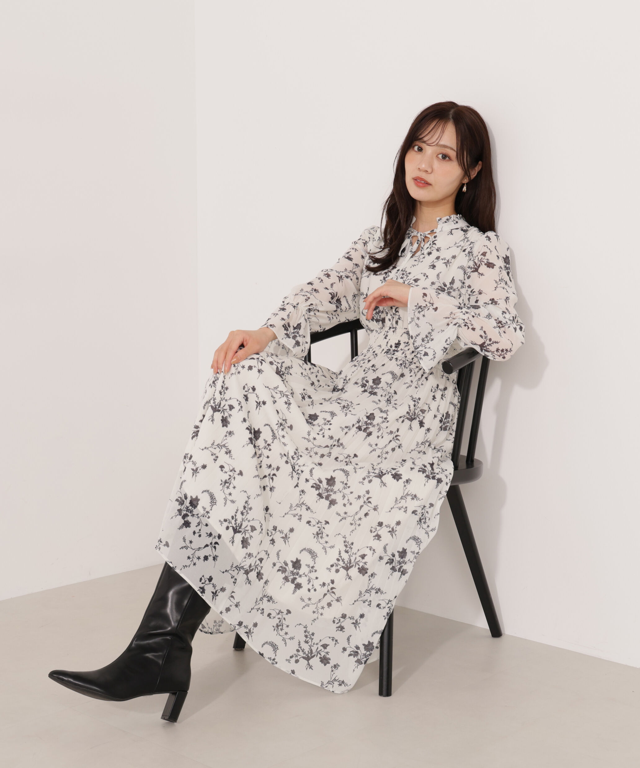 PROPORTION BODY DRESSING「花柄プリーツワンピース 25AW」|ワンピース|