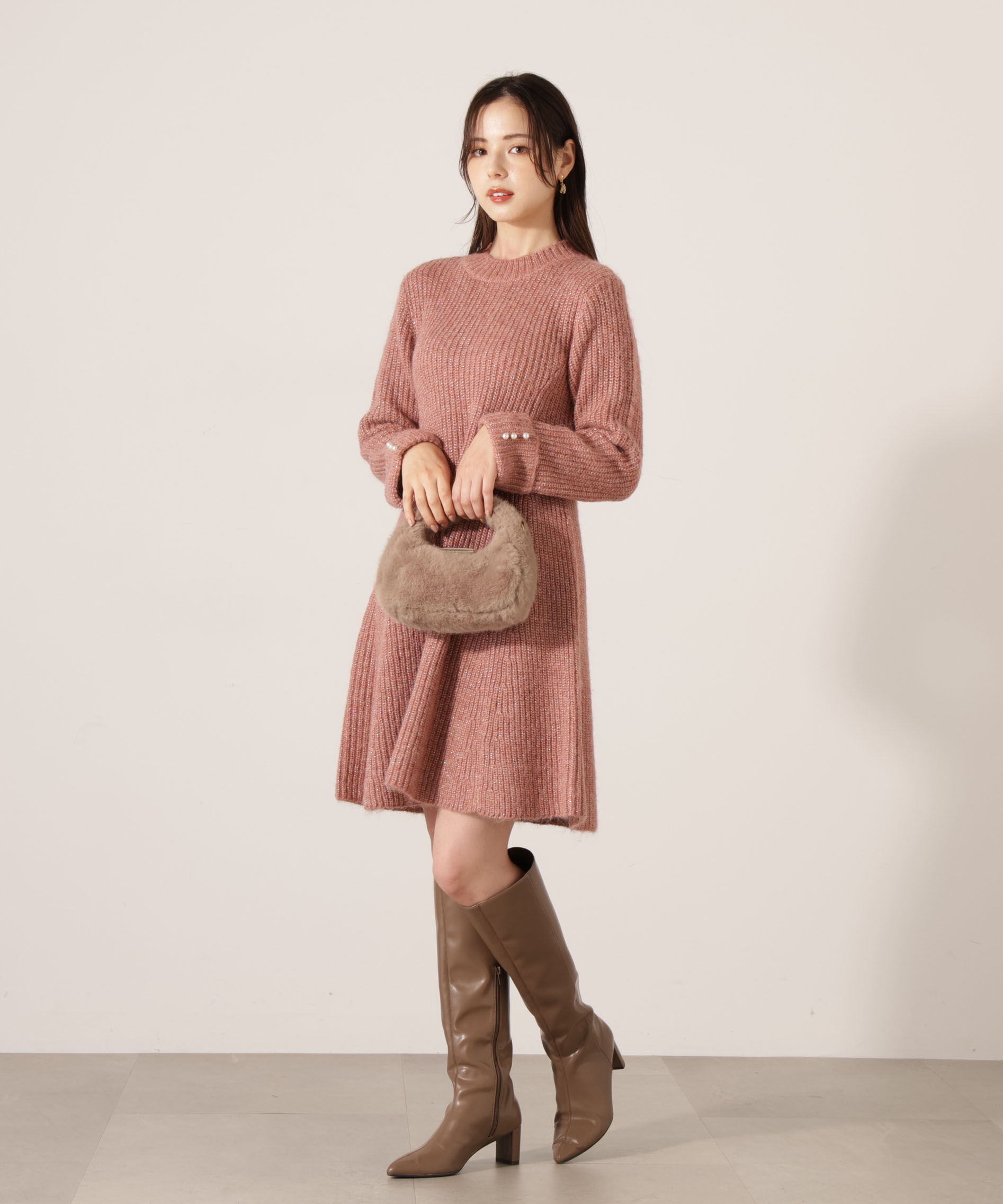 PROPORTION BODY DRESSING「ウールブレンドラメ入りニットミニワンピース　25AW」|ワンピース|