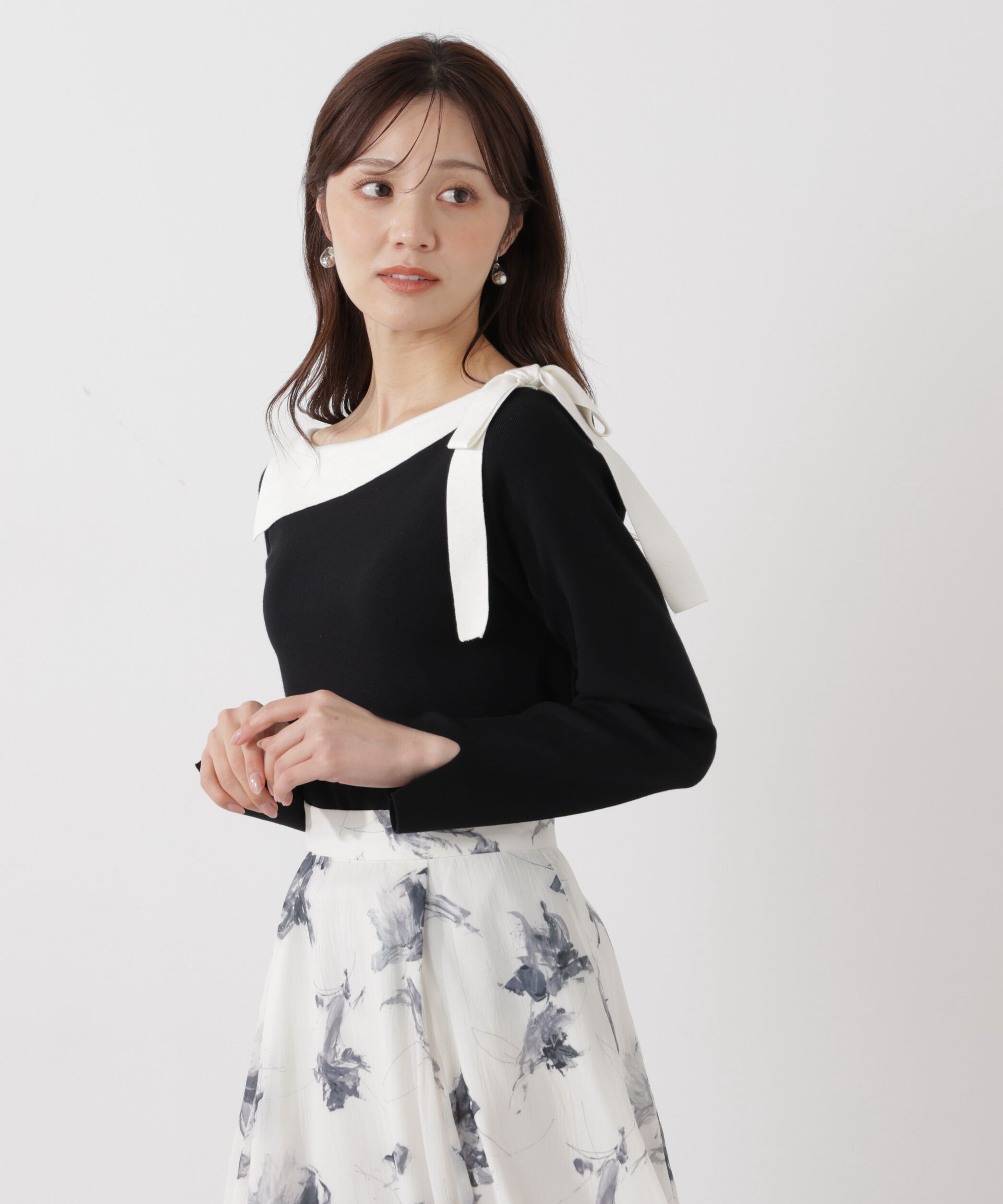 PROPORTION BODY DRESSING「＜ウォッシャブル/UV＞サイドリボン総針ニット」|ニット・セーター|