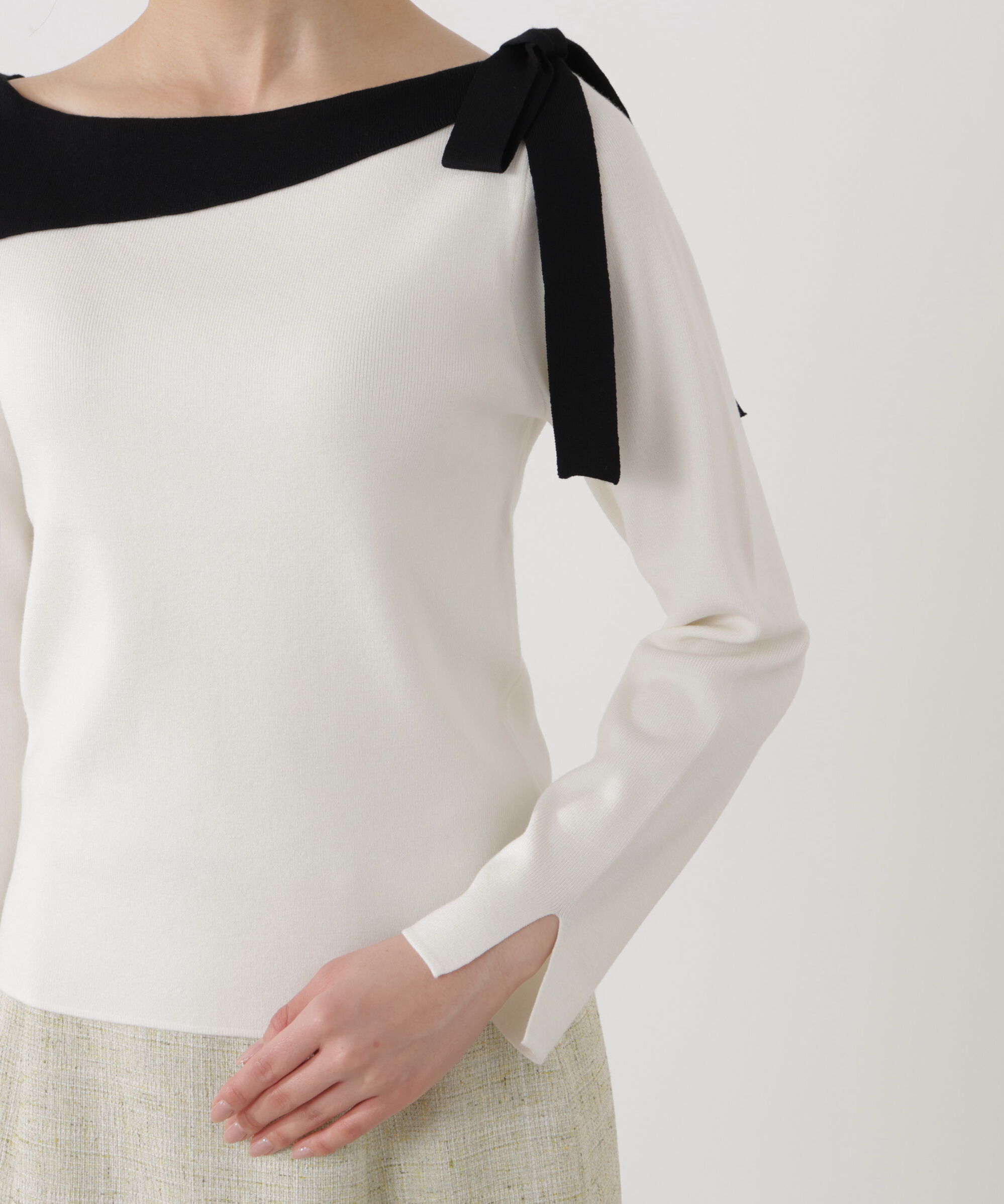 PROPORTION BODY DRESSING「＜ウォッシャブル/UV＞サイドリボン総針ニット」|ニット・セーター|