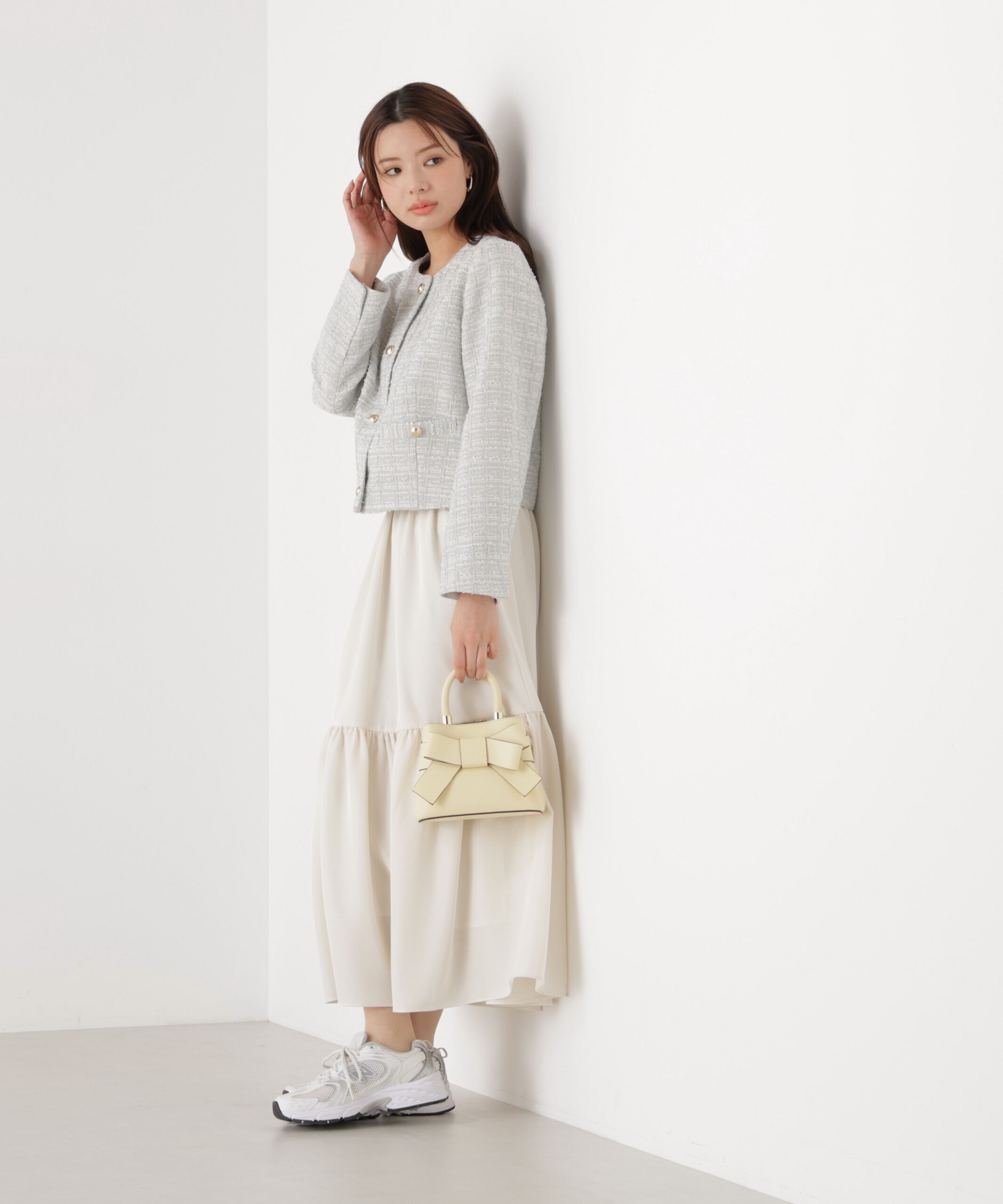 PROPORTION BODY DRESSING「ノーカラーツイードジャケット　26SS」|ブルゾン・スタジャン|