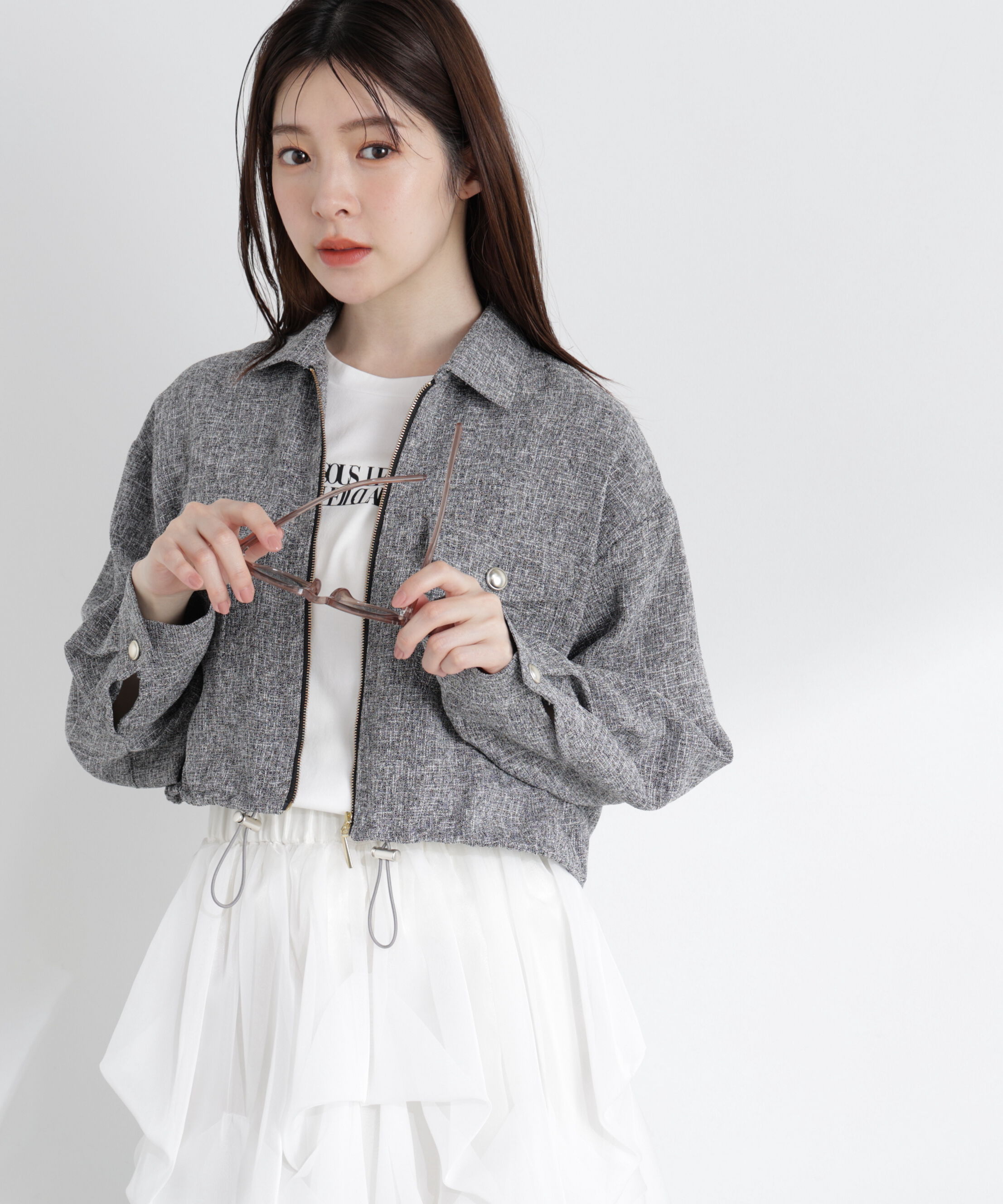 PROPORTION BODY DRESSING「スプリングツイードブルゾン　26SS」|ブルゾン・スタジャン|ブラック