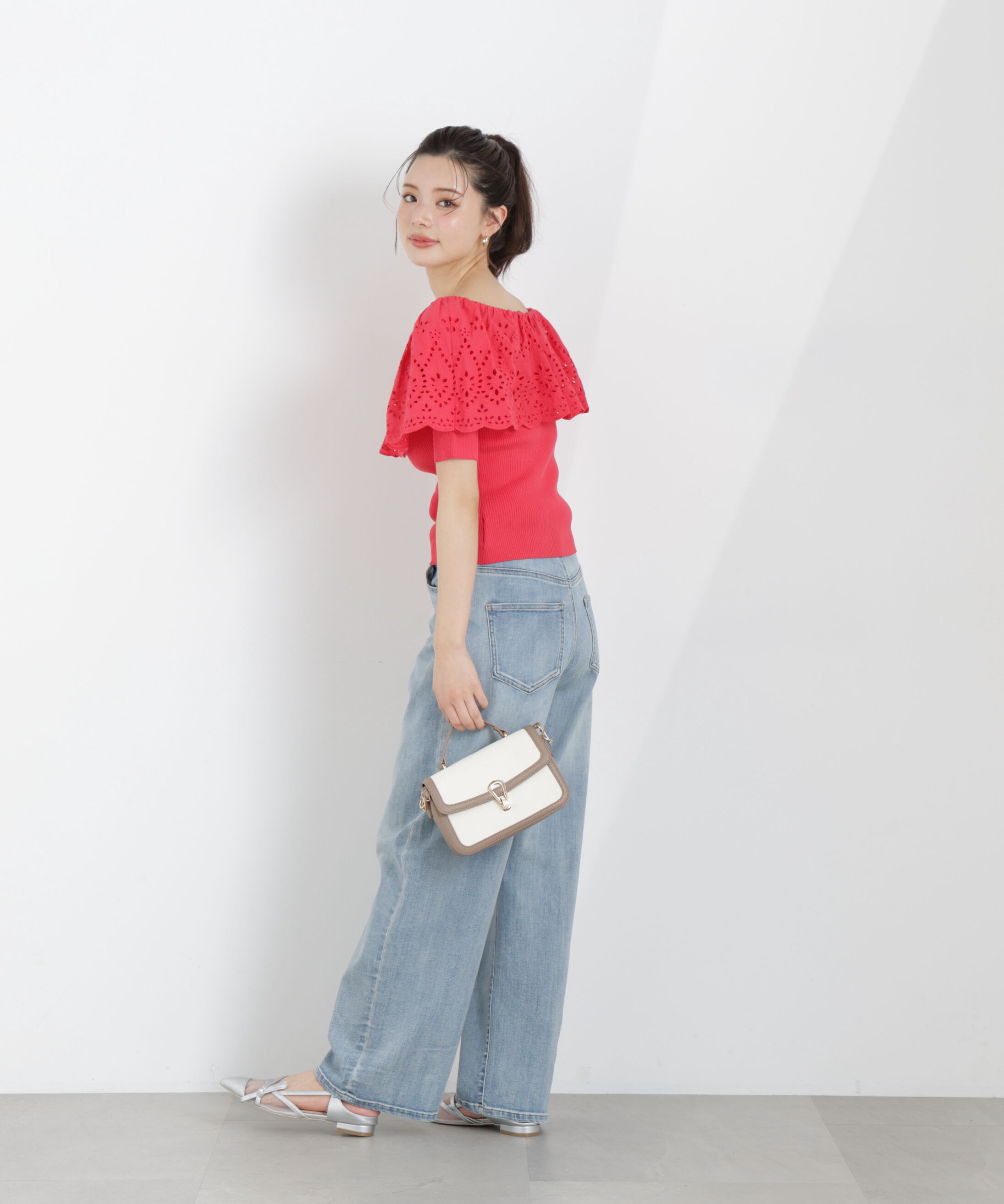 PROPORTION BODY DRESSING「スカラップレースオフショルニット　26SS」|ニット・セーター|