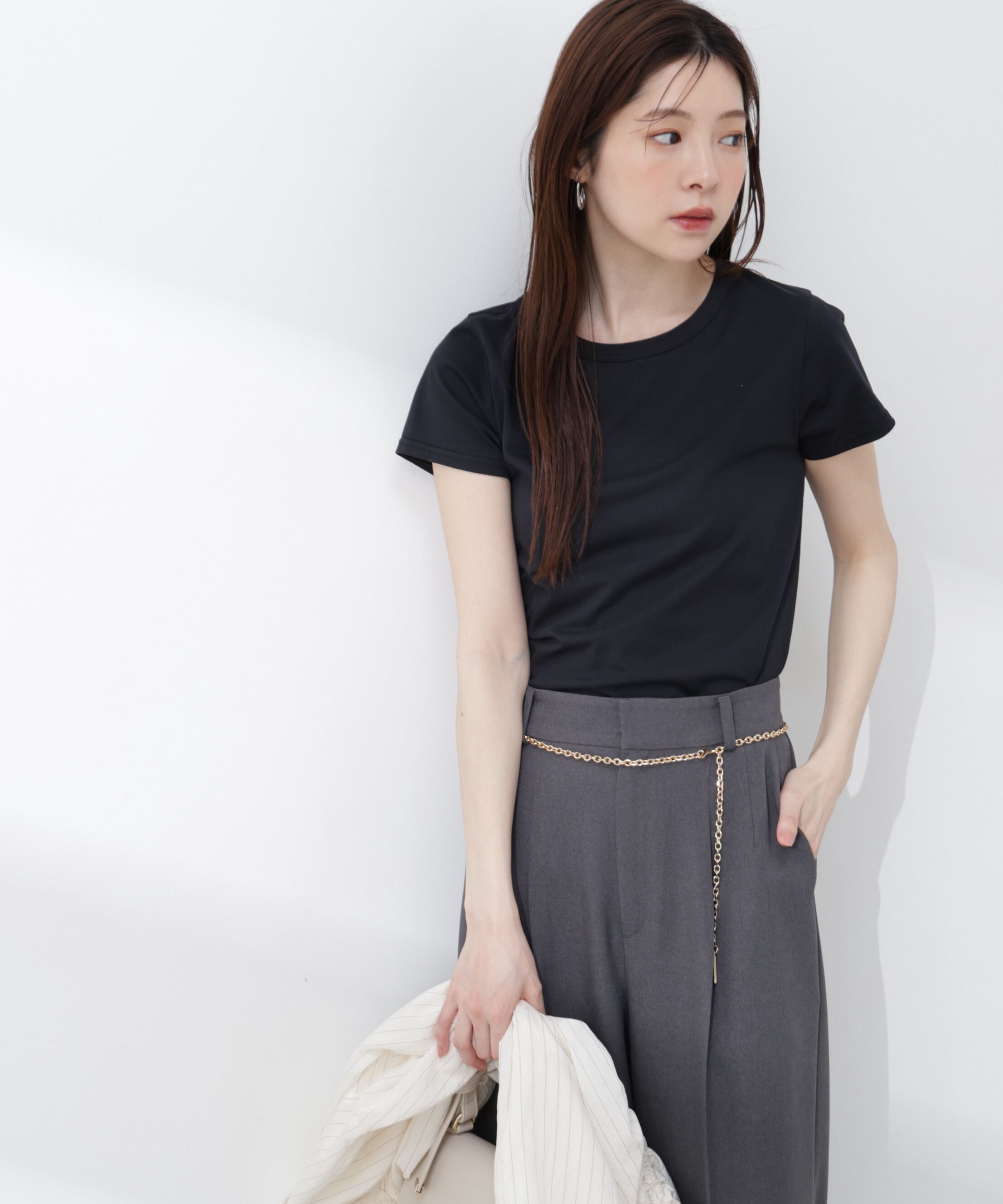 PROPORTION BODY DRESSING「〈a/mie〉オーガニック接触冷感チャーム付きTシャツ 26SS」|Tシャツ・カットソー|