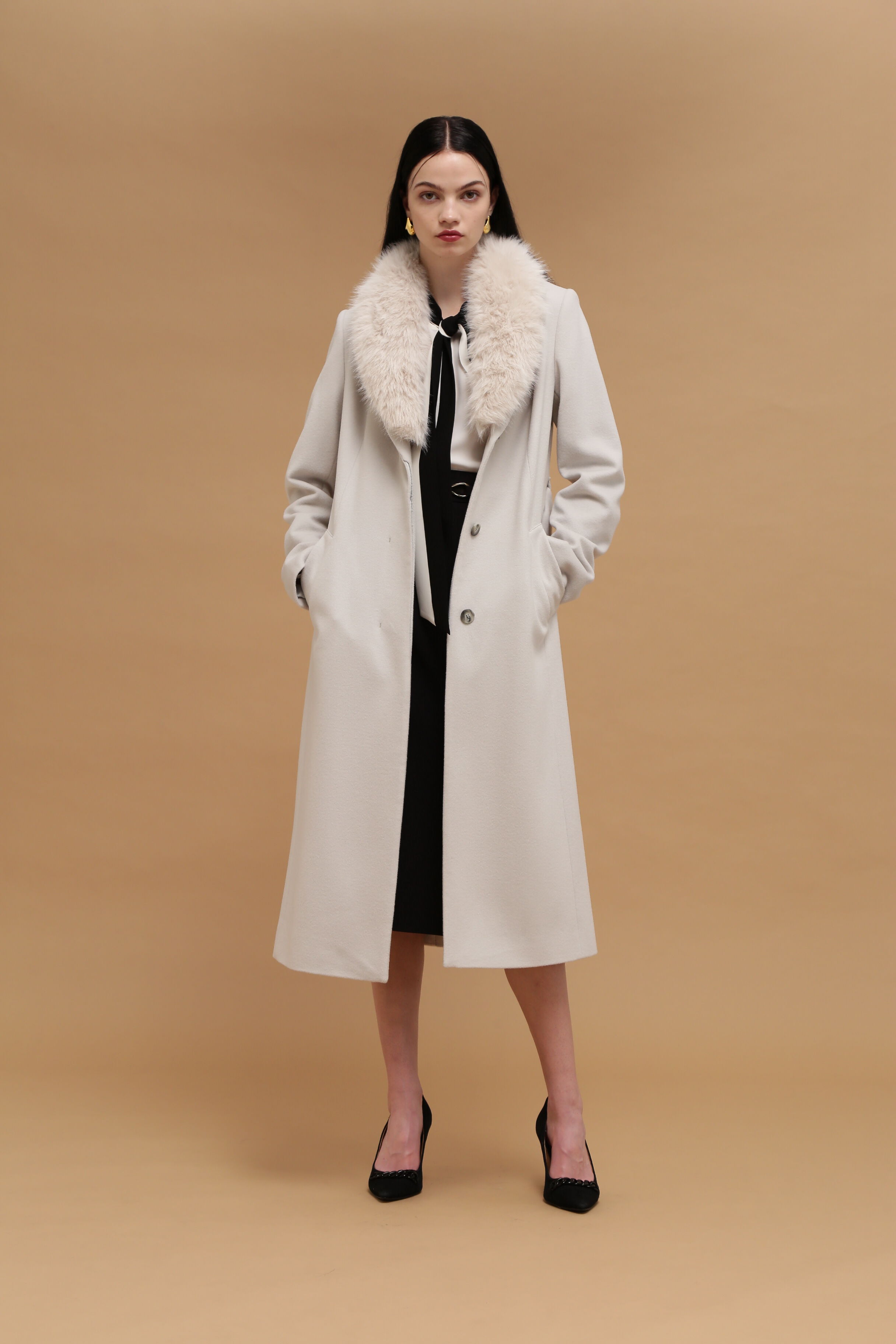  「カシミヤ混ベルテッドコート」|その他|