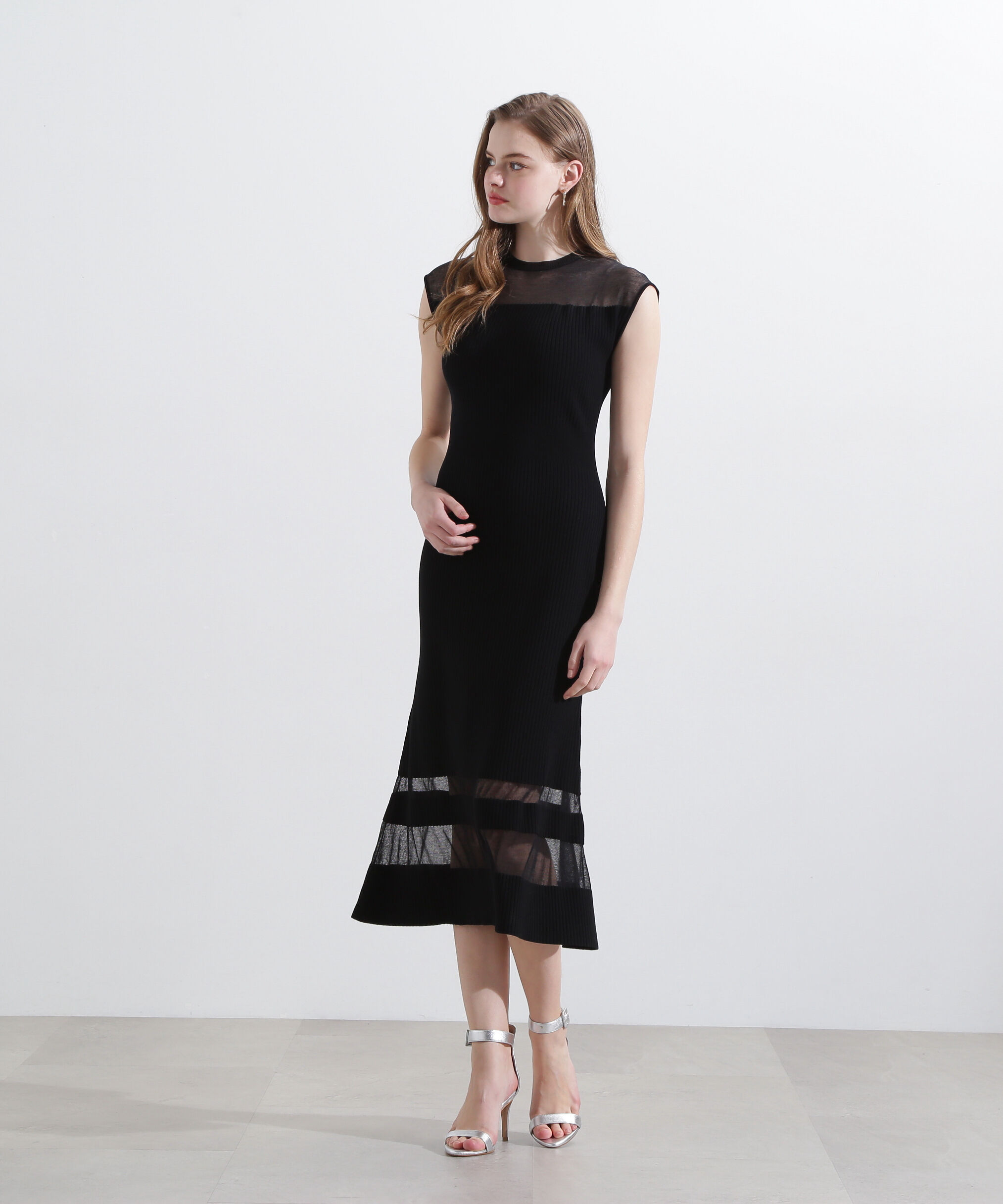  「◆シアーコンビマーメイドニットワンピース」|ワンピース|