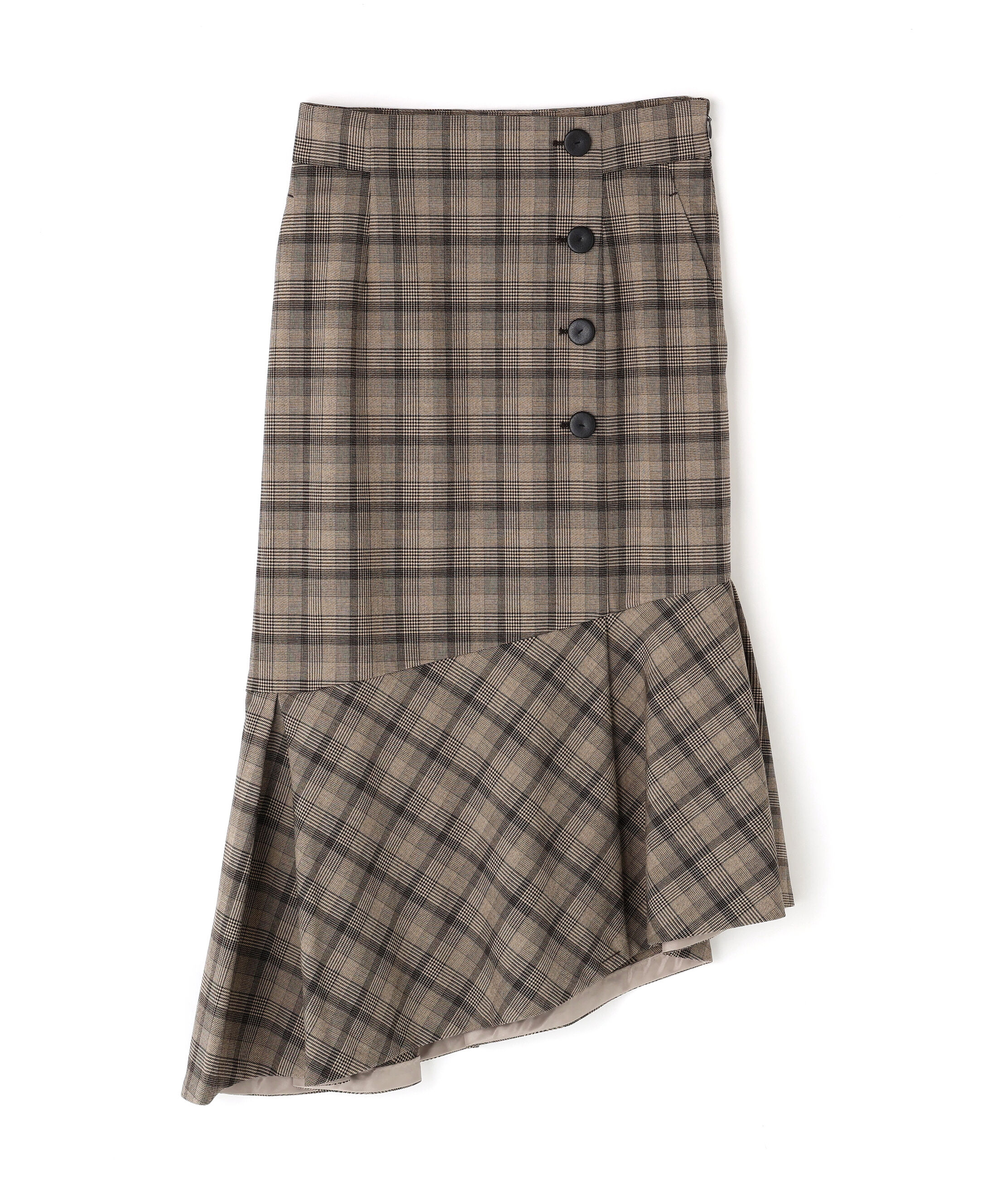  「◆グレンチェックアシンメトリーラッフルスカート」|スカート|