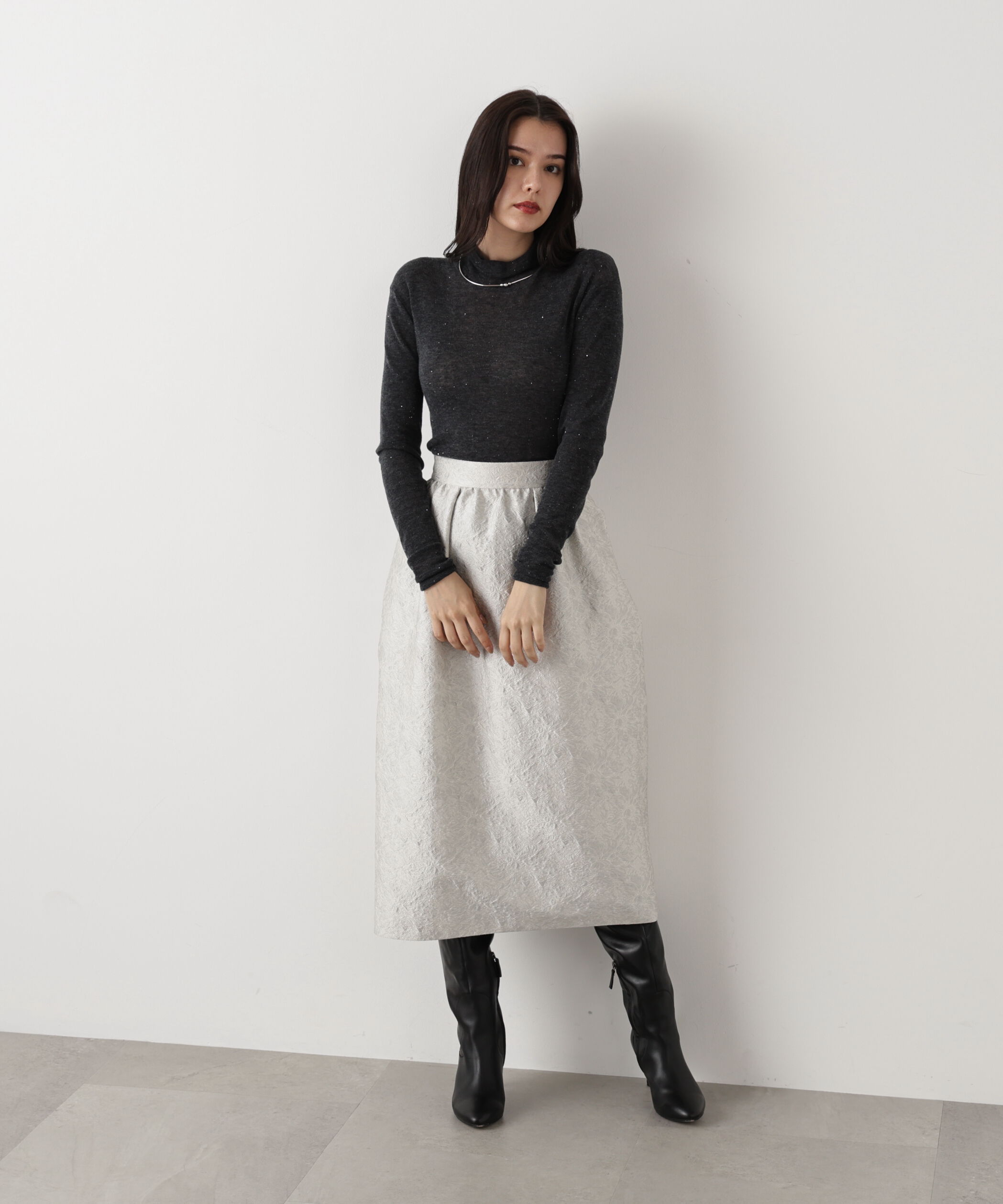  「◆スパンコールシアーモックネックプルオーバー」|ニット・セーター|