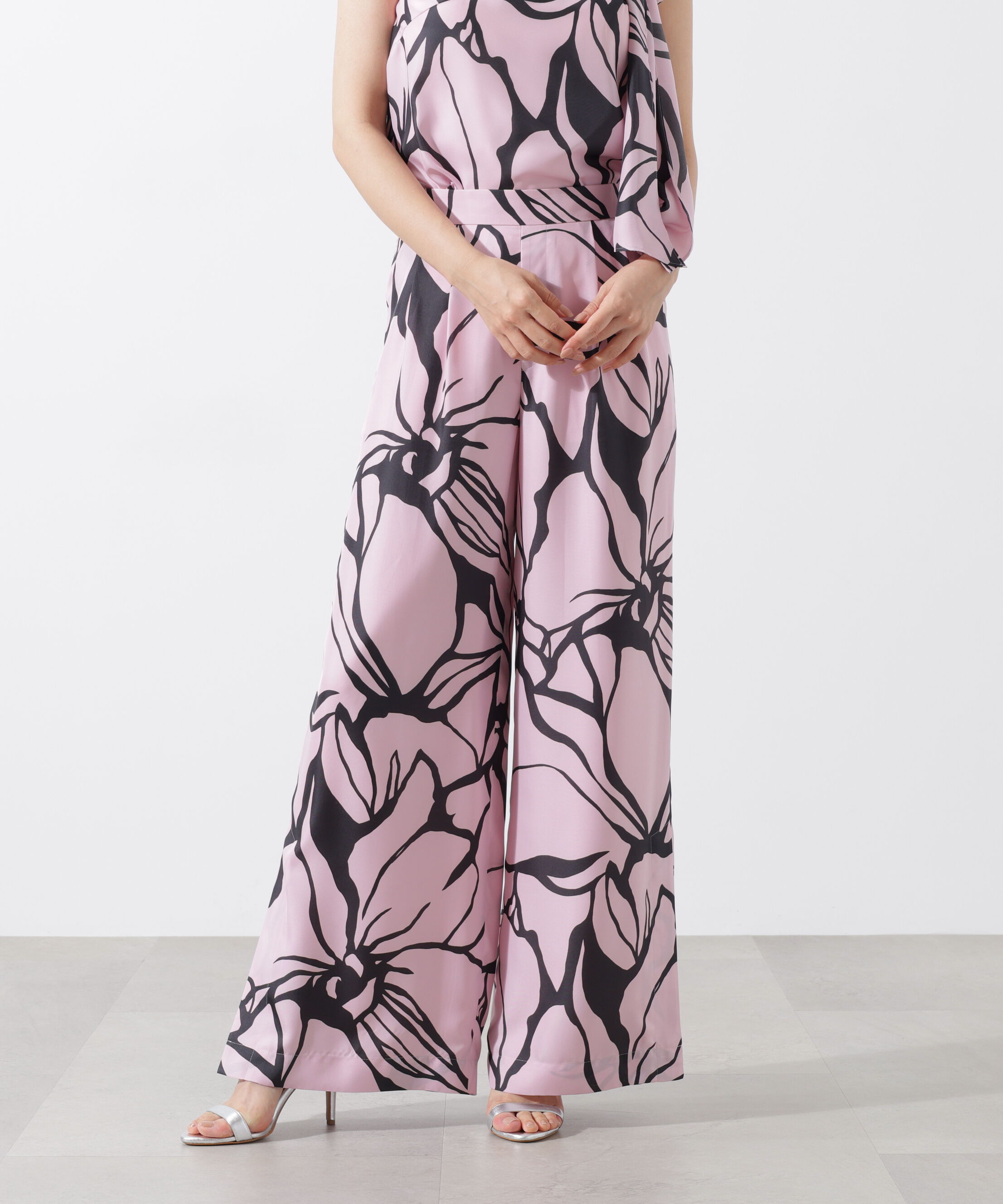  「アートフラワープリントパンツ」|その他|ピンク系1