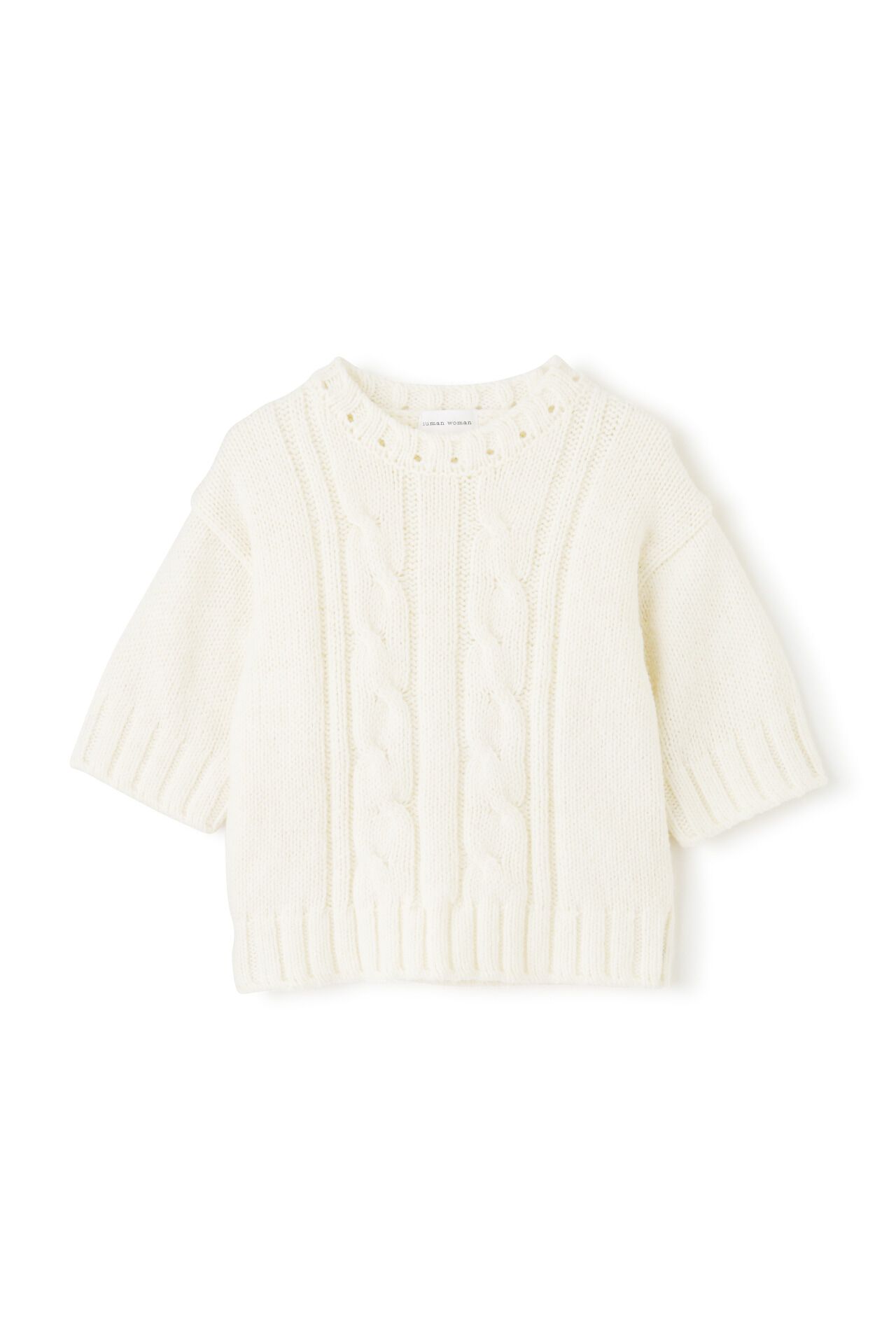  「◆ハーフスリーブ　ブークレニットプルオーバー」|ニット・セーター|