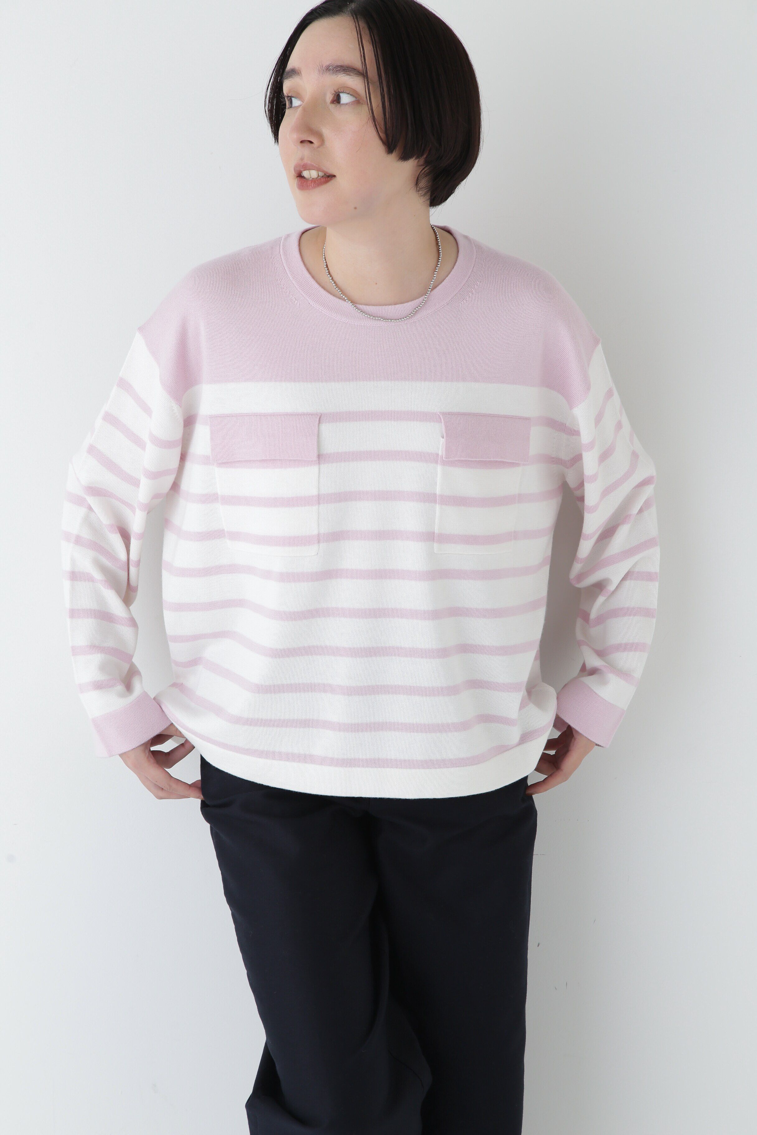  「◆【ウォッシャブル】梳毛ボーダープルオーバー」|ニット・セーター|