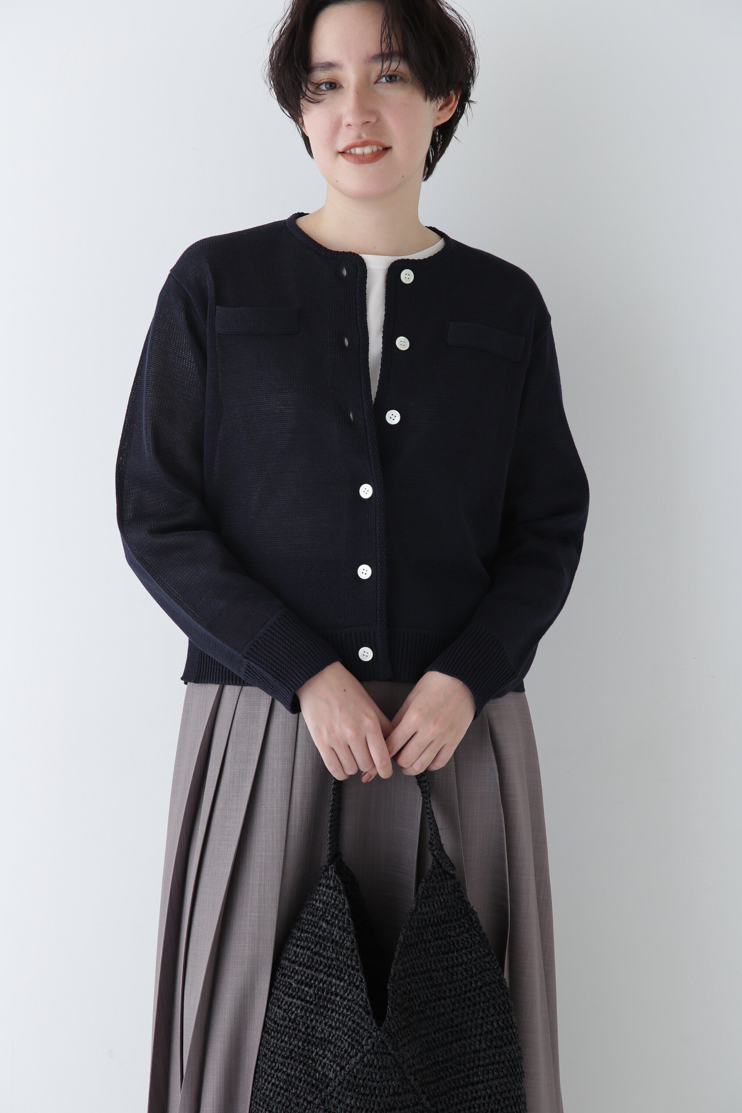  「◆【ウォッシャブル】ミドルゲージギマカーディガン」|ニット・セーター|ネイビー