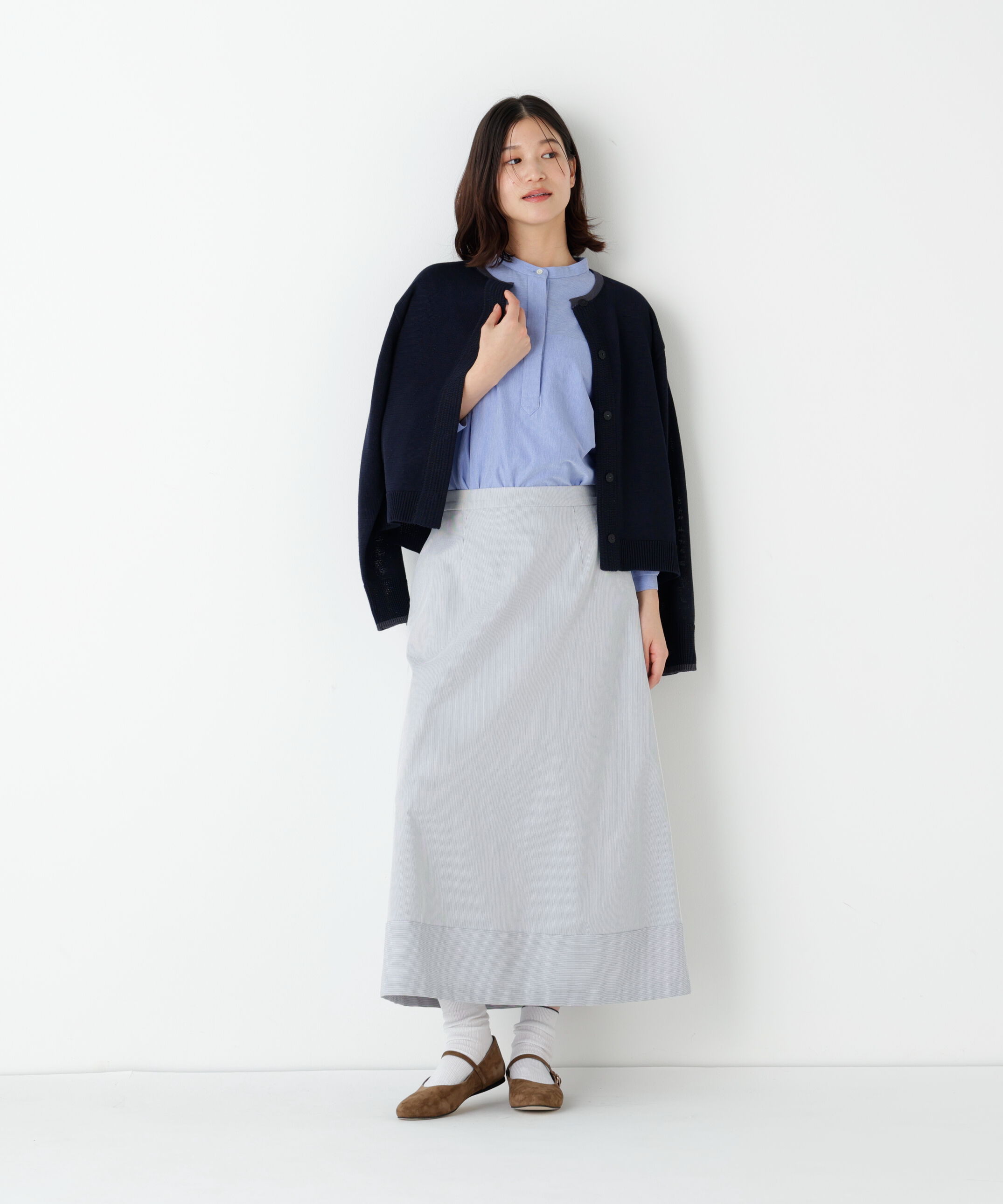  「◆《ウォッシャブル》鹿の子ジャージーバンドカラープルオーバー」|Tシャツ・カットソー|