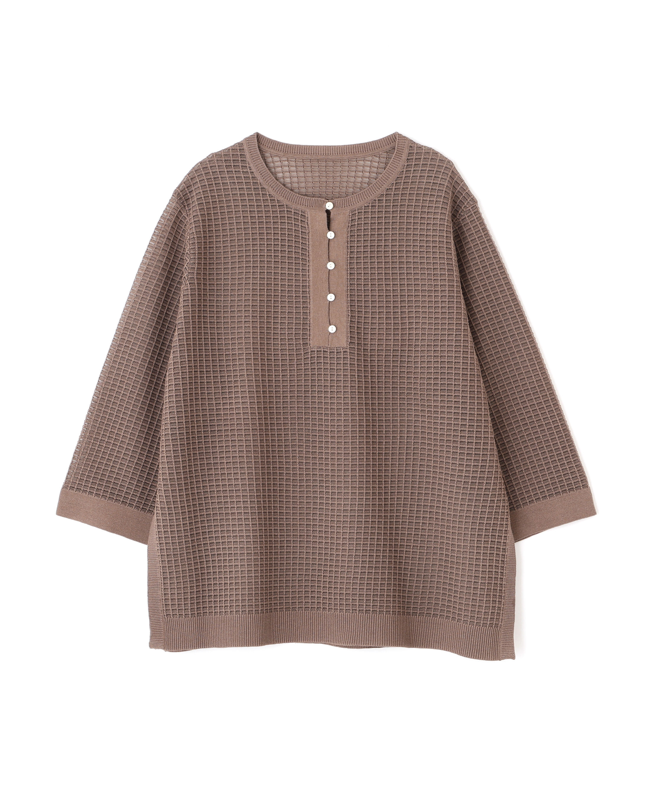  「◆コットンポリエステルシアーチェックチュニックプルオーバー」|ニット・セーター|