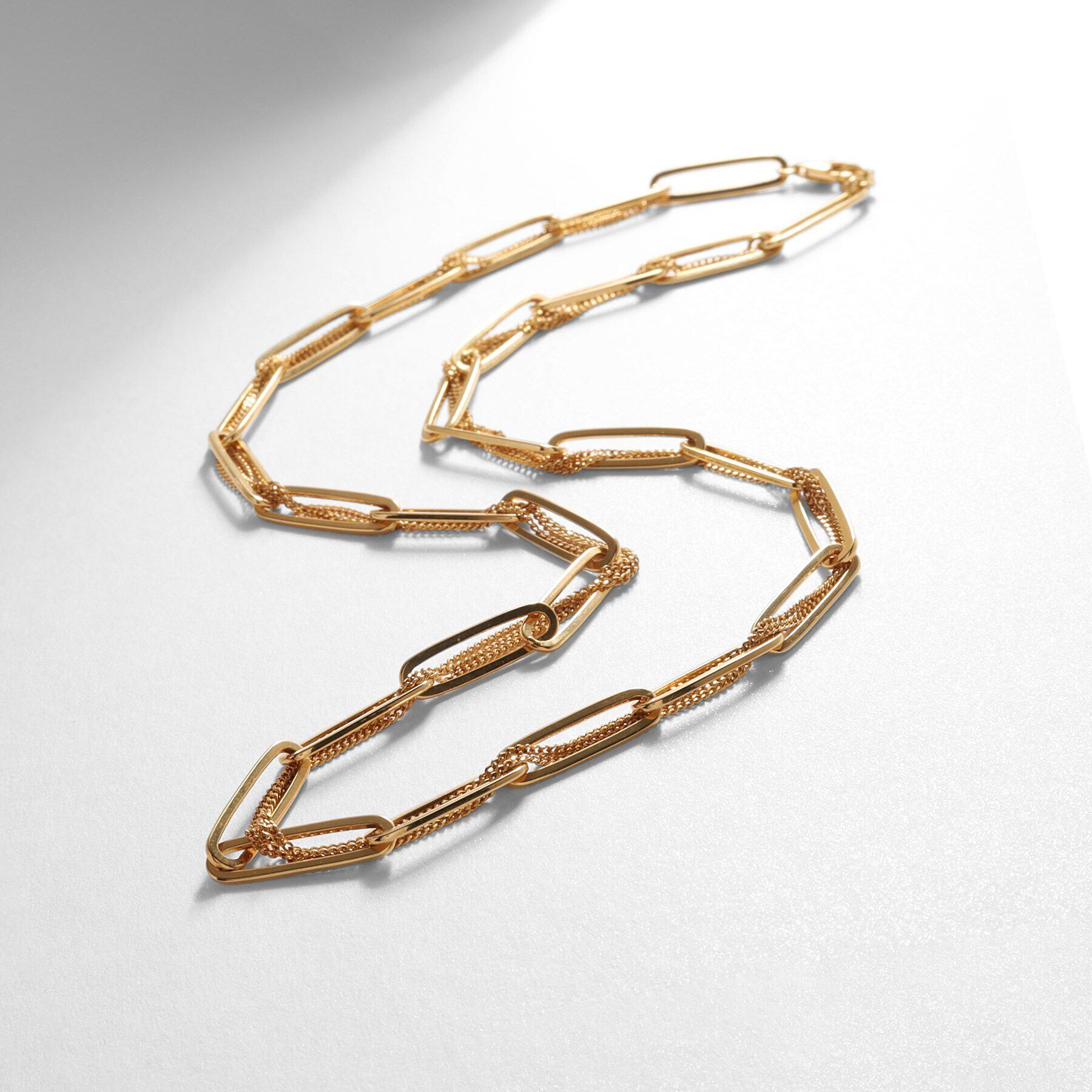 COCOSHNIK ONKITSCH「シルバー ミックスチェーン フラットカーブ スルー ネックレス GP」|ネックレス|