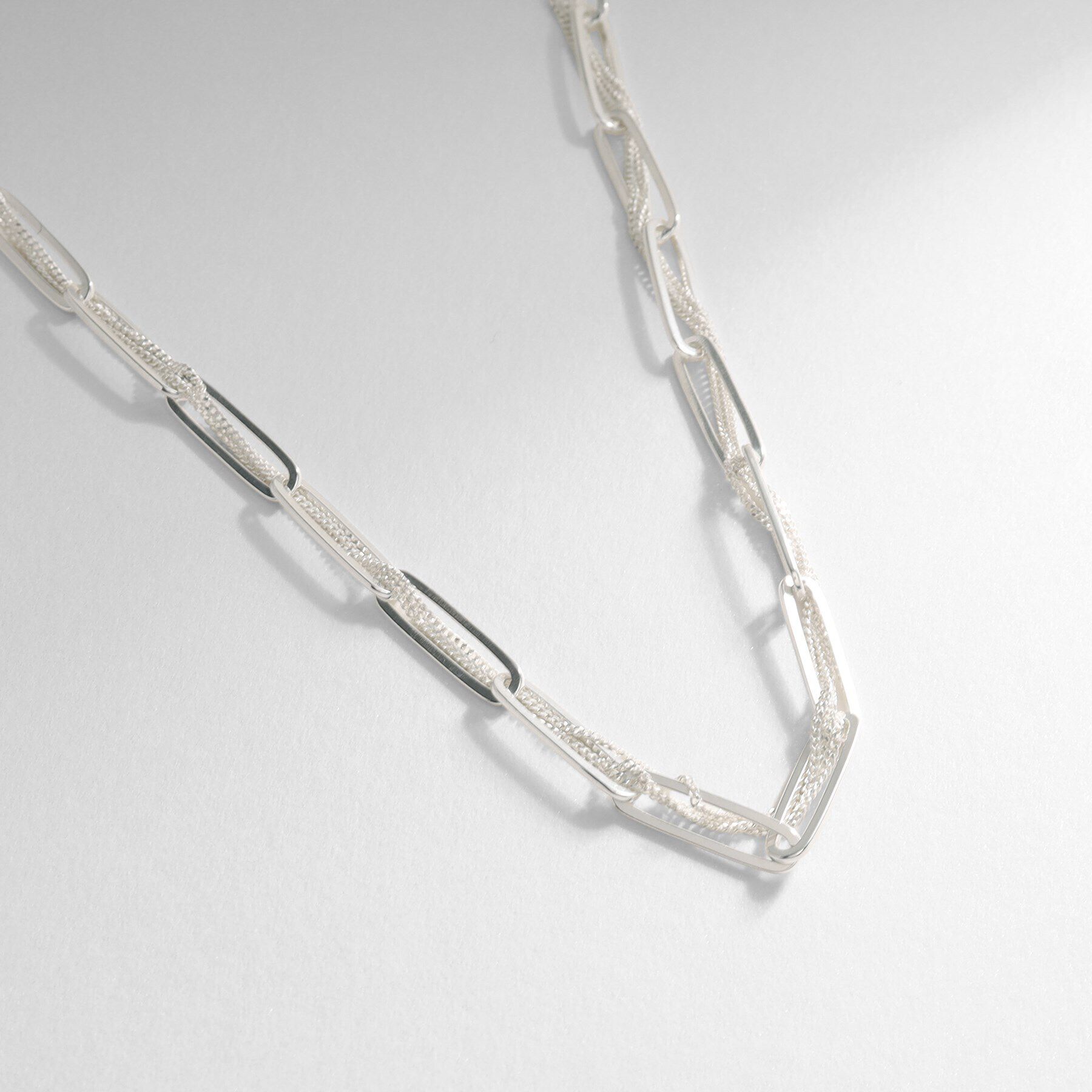 COCOSHNIK ONKITSCH「シルバー ミックスチェーン フラットカーブ スルー ネックレス」|ネックレス|