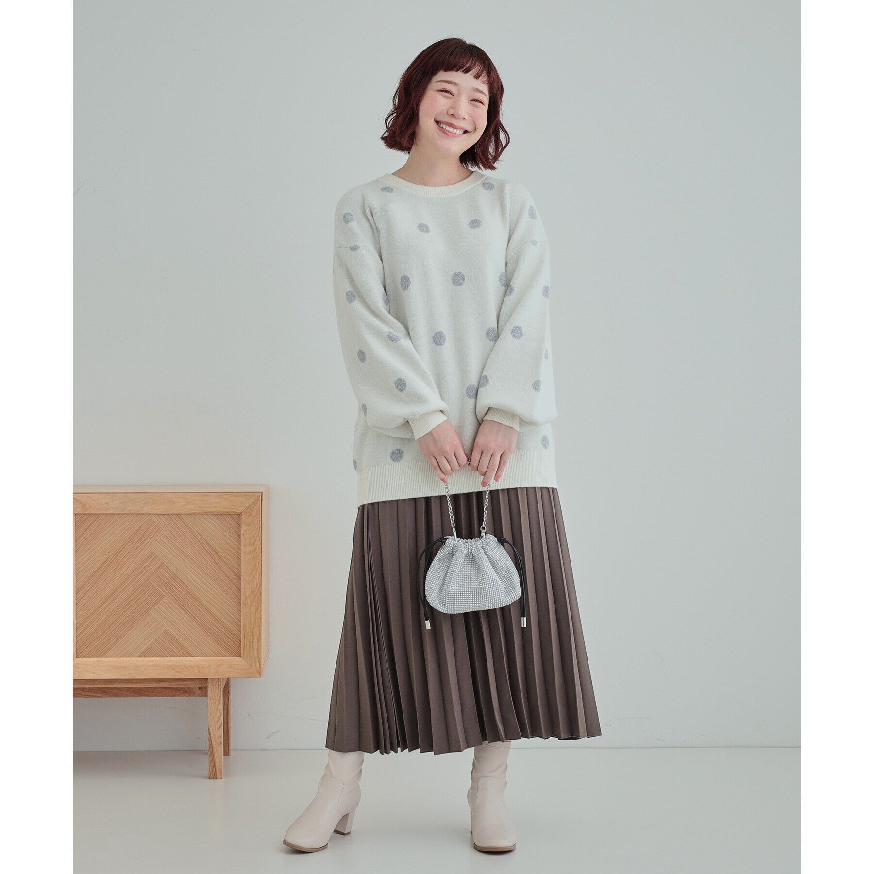 SHOO･LA･RUE「【洗える/S-LL】 ドット柄が目を惹く ゆったりジャカードニット」|ニット・セーター|