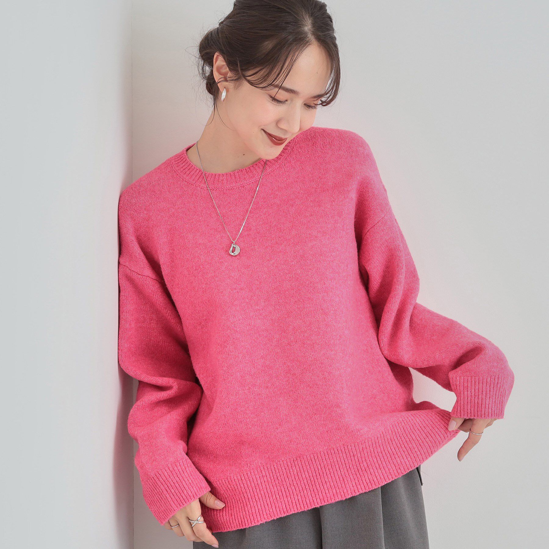 SHOO･LA･RUE「【洗濯機可】お気に入りカラーを身にまとって　ふんわりゆるニット」|ニット・セーター|ピンク(072)
