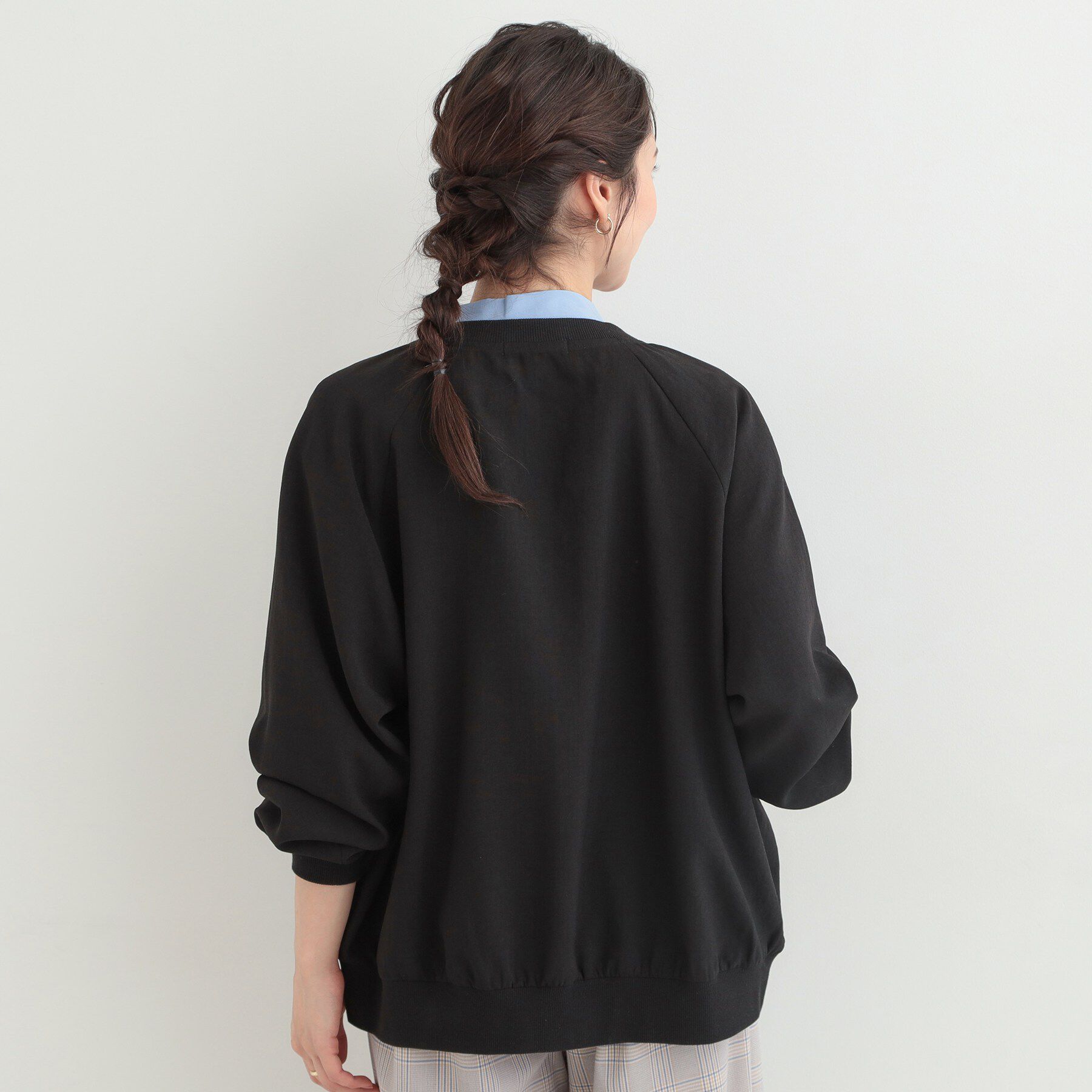 SHOO･LA･RUE「【洗濯機可/S-LL】さらっと快適　麻調ゆるリブブルゾン」|ブルゾン・スタジャン|