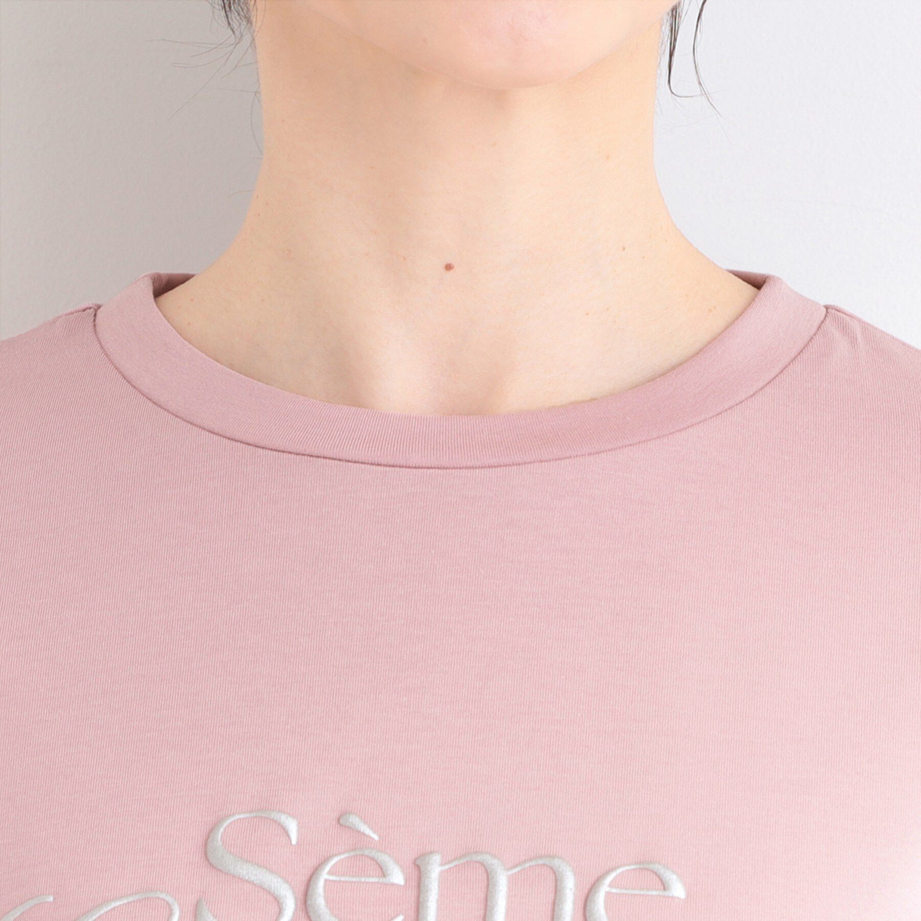 SHOO･LA･RUE「【ひんやり/UV】タックスリーブ ラメ発砲プリントTシャツ」|Tシャツ・カットソー|