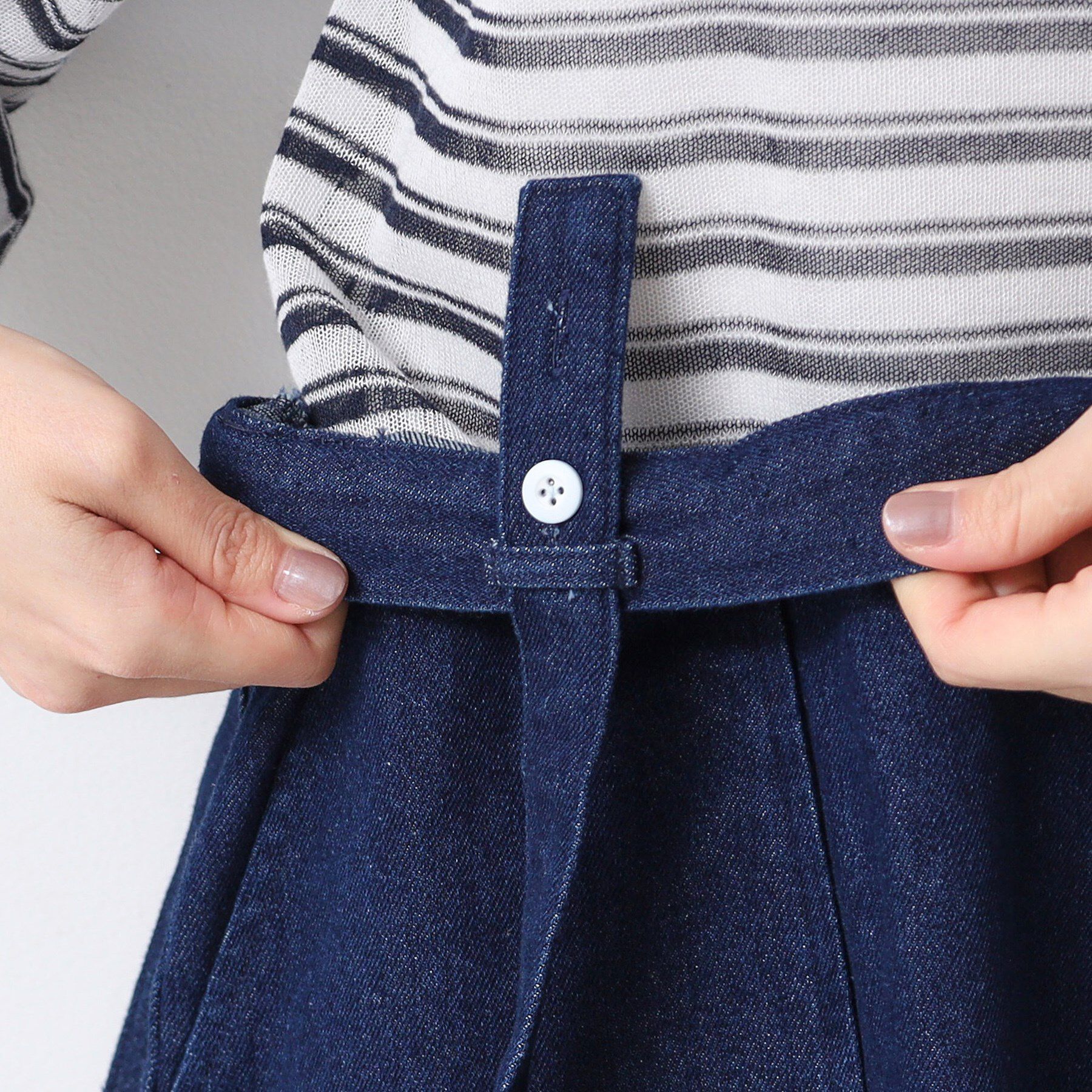 Dessin「【洗える・後ろゴム】サスペンダー付デニムスカート（S～L）」|スカート|